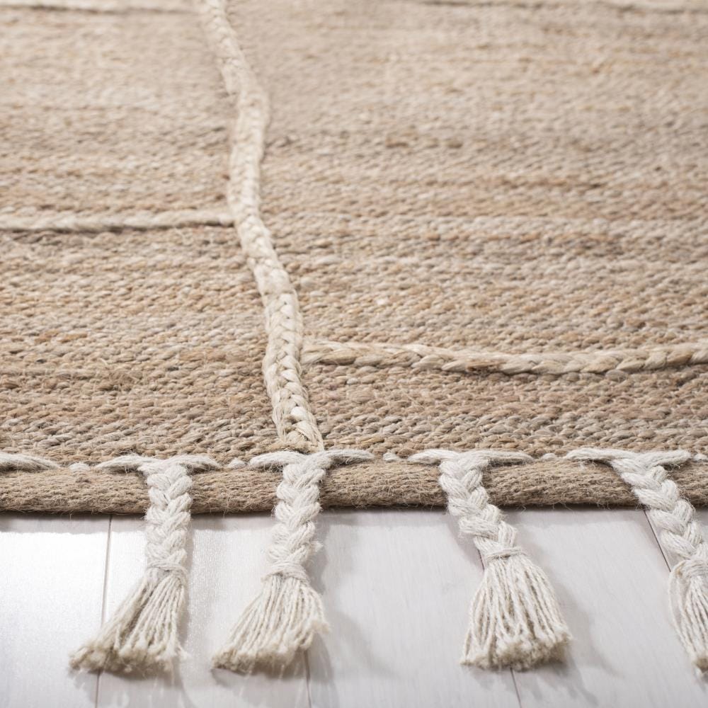 Handwoven Jute Natural Fiber 6' Square Area Rug with Non-Slip Backing
