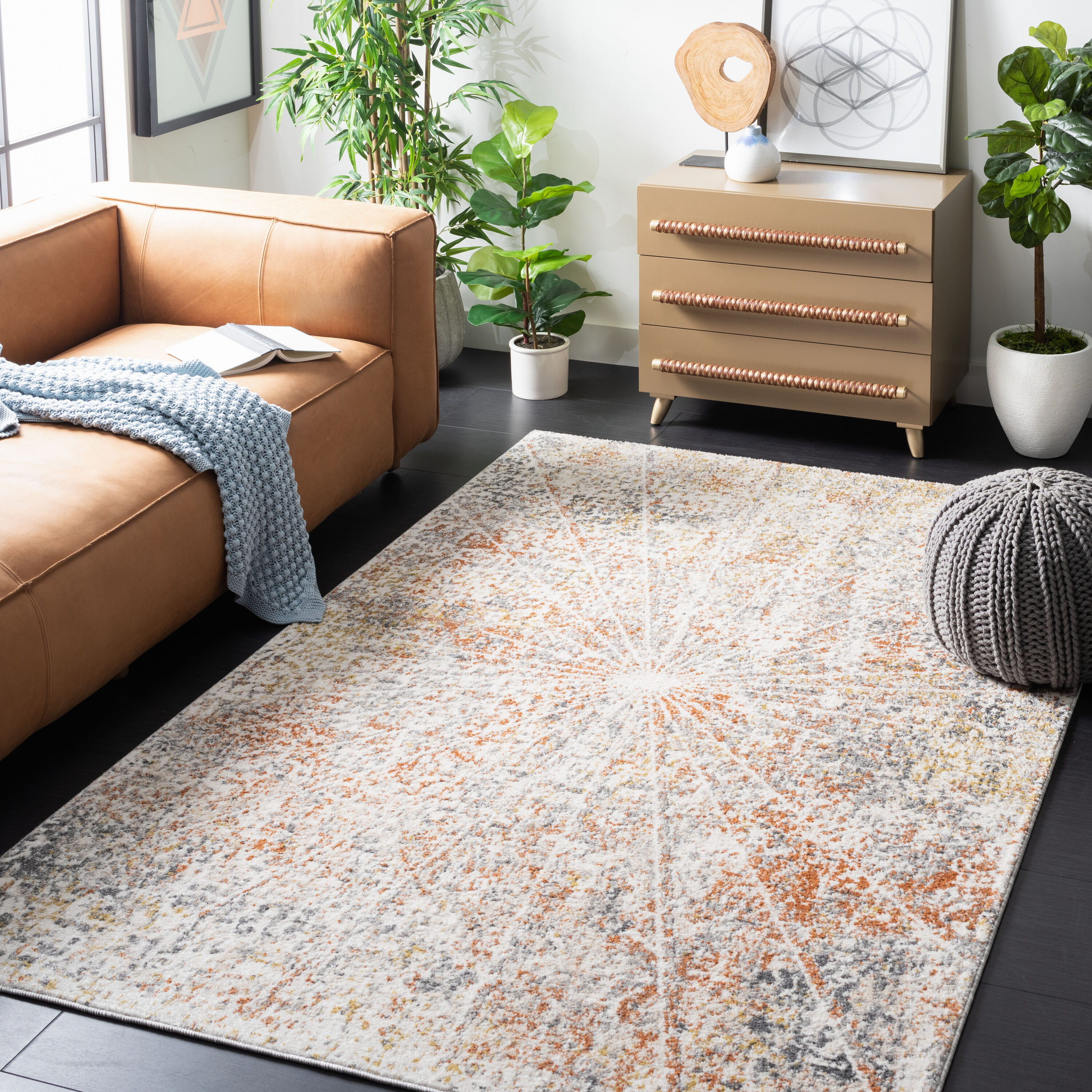 Aston 728F Ivory Grey 4ft x 6ft Small Rectangle Rug