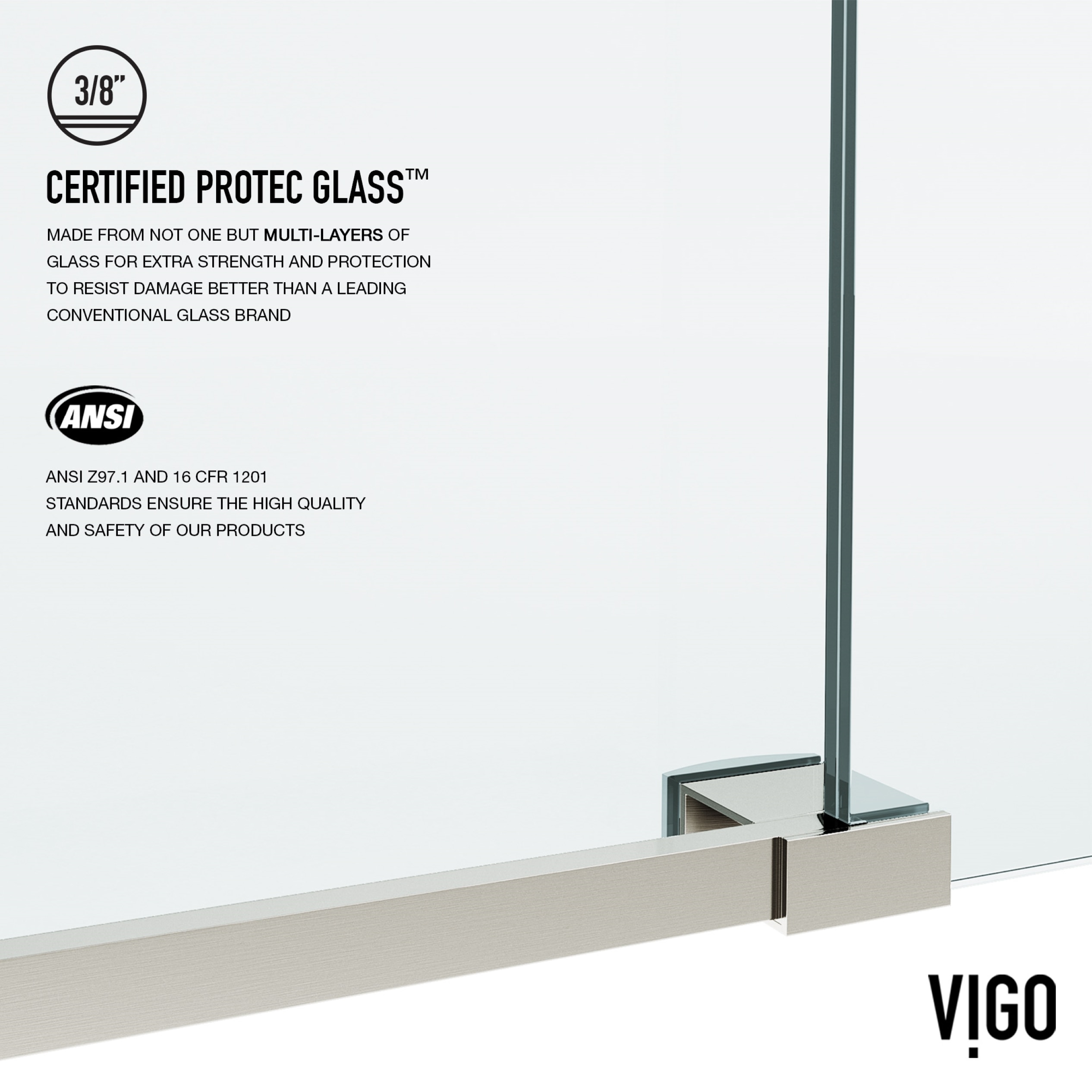 VIGO Elan Stainless Steel 56-in to 60-in W x 74-in H Frameless Sliding ...