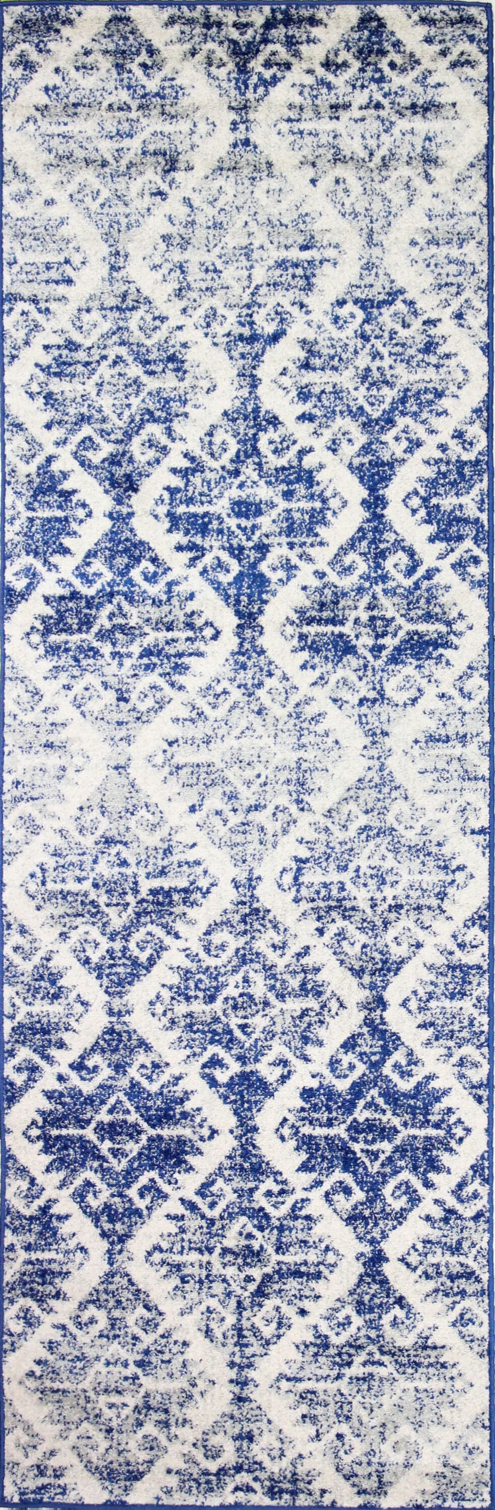 Bashian 649652294674 3 X 8 (ft) Ivory/Blue Indoor Geometric Bohemian/Eclectic Runner Rug
