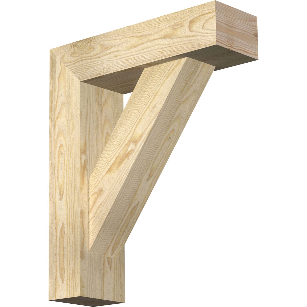 Ekena Millwork 1464938 Traditional block rough sawnbracket with offset brace 6-in x 20-in x 24-in Douglas fir Brown Wood Standard bracket