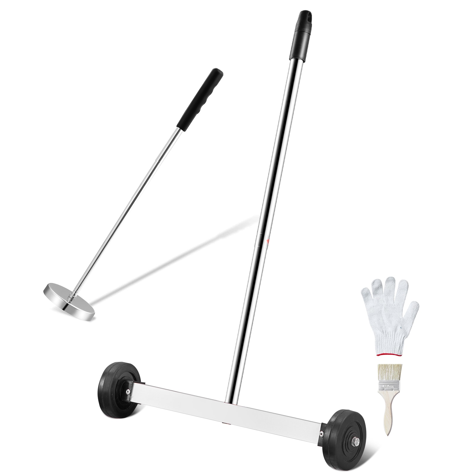 VEVOR SCCXQSQTZ15304453V0 15-Inch Magnetic Sweeper with Wheels 8 lbs Capacity with Telescoping Magnetic Pickup Tool Adjustable Handle Magnetic Pickup Sweeper to Pick Up Nails and Screws for Workshop Garage Yard