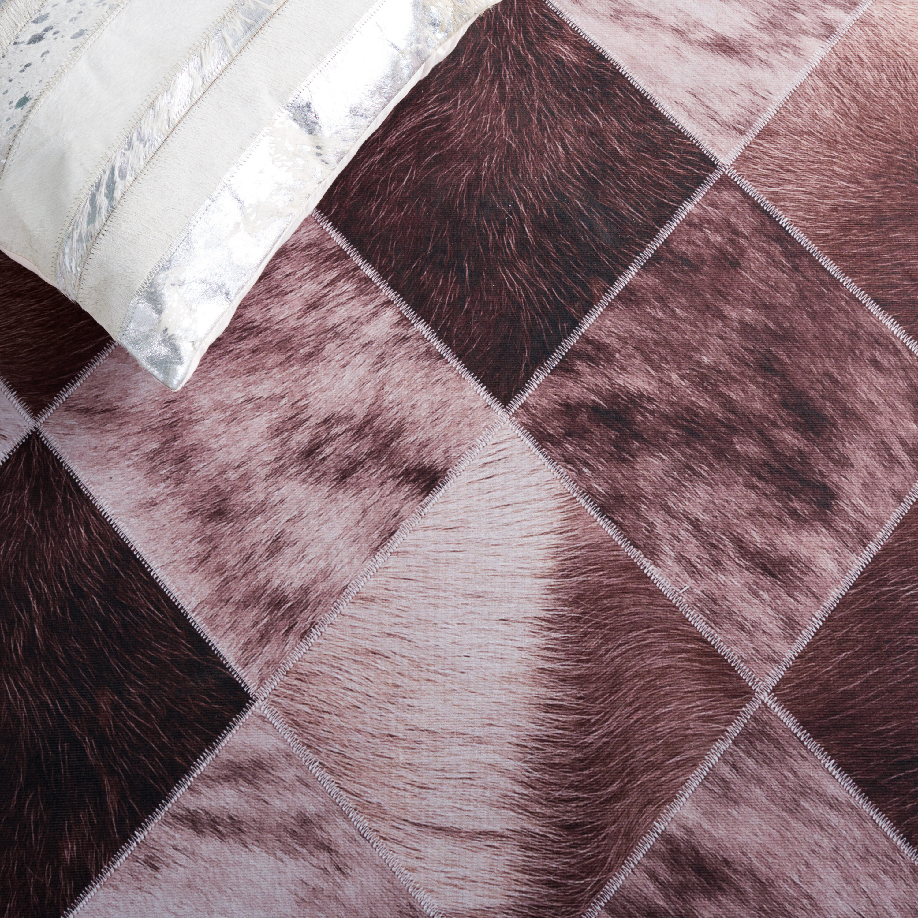 Round Light Brown Faux Fur Non-Slip Washable Area Rug