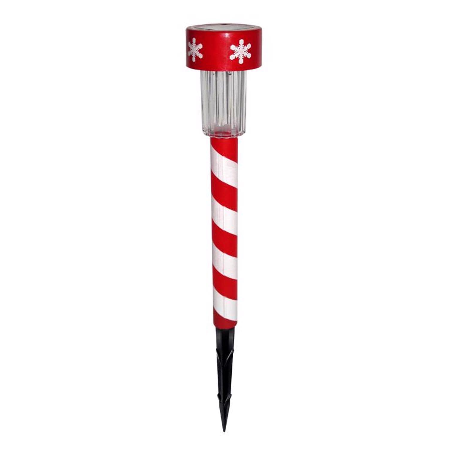 Alpine Corporation EJD9423369--48-1 Alpine LED Cool White Solar Powered Lighted Candy Cane Stake 14 in. Pathway Decor Case of 48