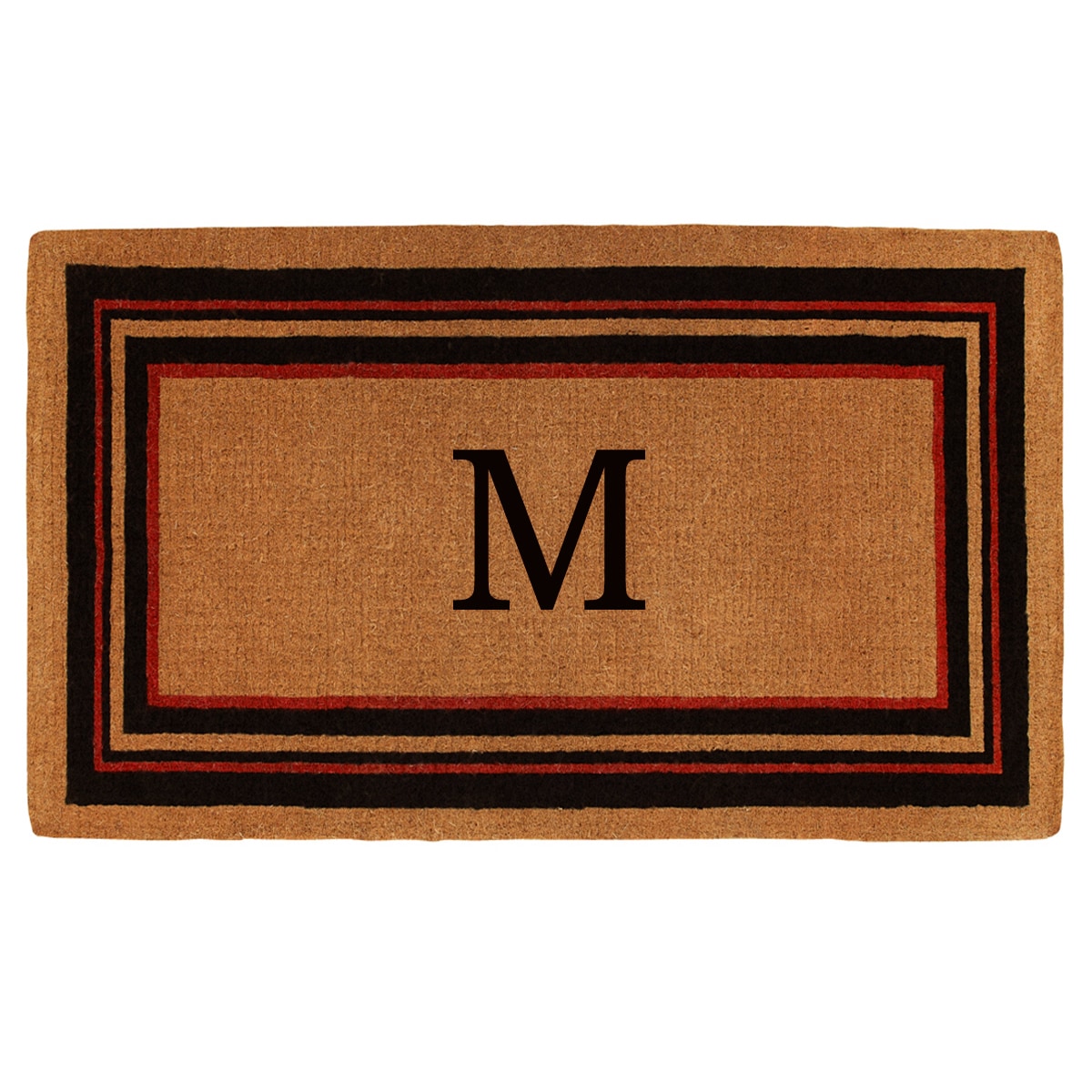 Callowaymills 180061830M 18-in x 30-in Natural/Black/Red Coir Non-Slip Grip Indoor or outdoor Decorative Door Mat