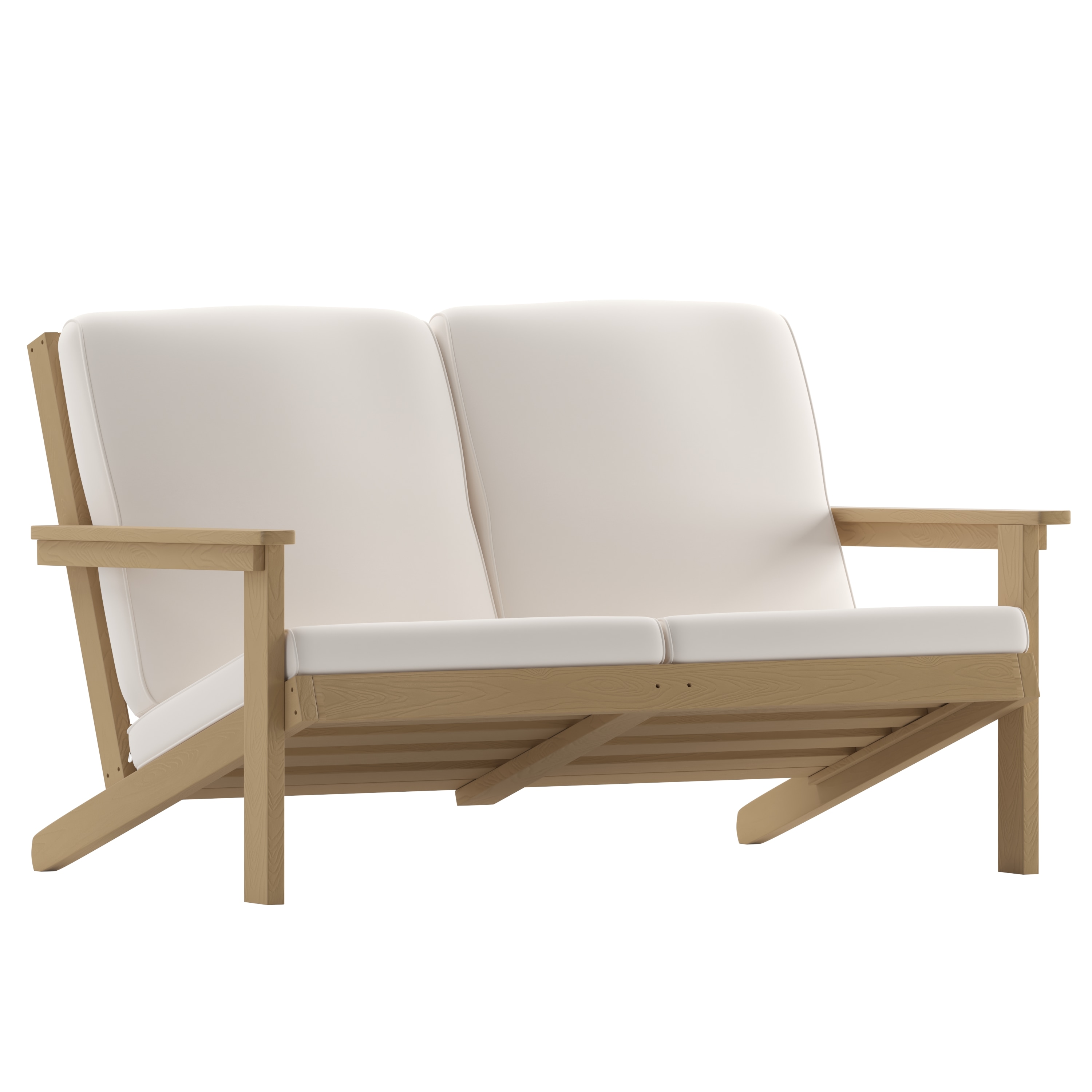 Taylor & Logan 196861089701 Charlestown Outdoor Loveseat with Off-white Cushions and Resin Frame
