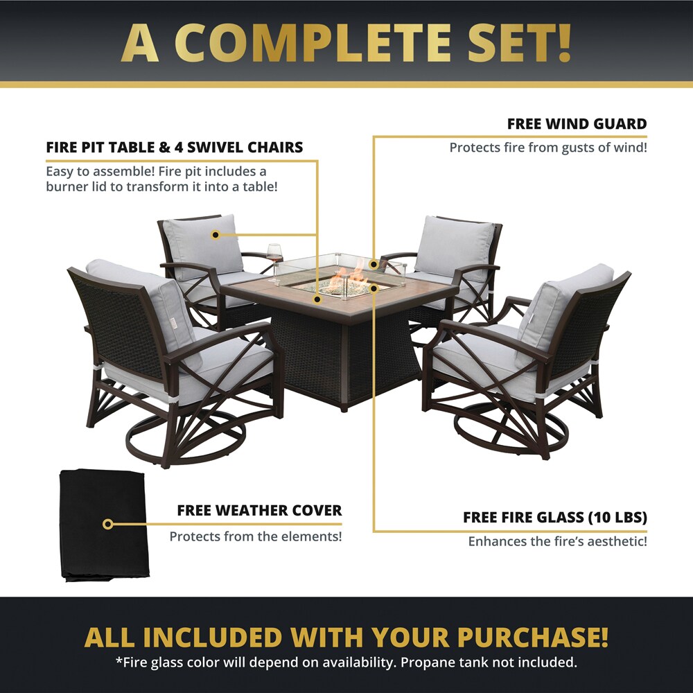 Kinger Home FP-001TBRN-SET-GRY Patio-Conversation-Sets - View #7