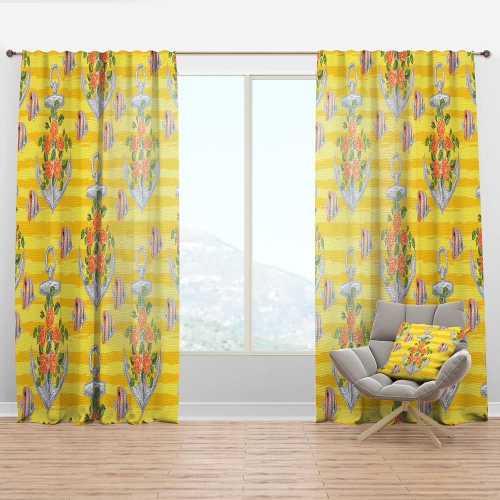 Designart CTN18733-52-120 120-in Yellow Room darkening Thermal lined Rod pocket Single curtain panel