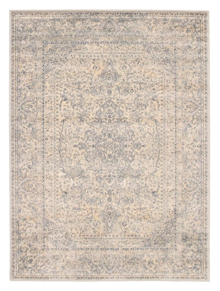 ECARPETGALLERY 315126 Zoey S 5 x 7 (ft) Loomed Polypropylene Ivory Rectangular Indoor Medallion Vintage Area rug