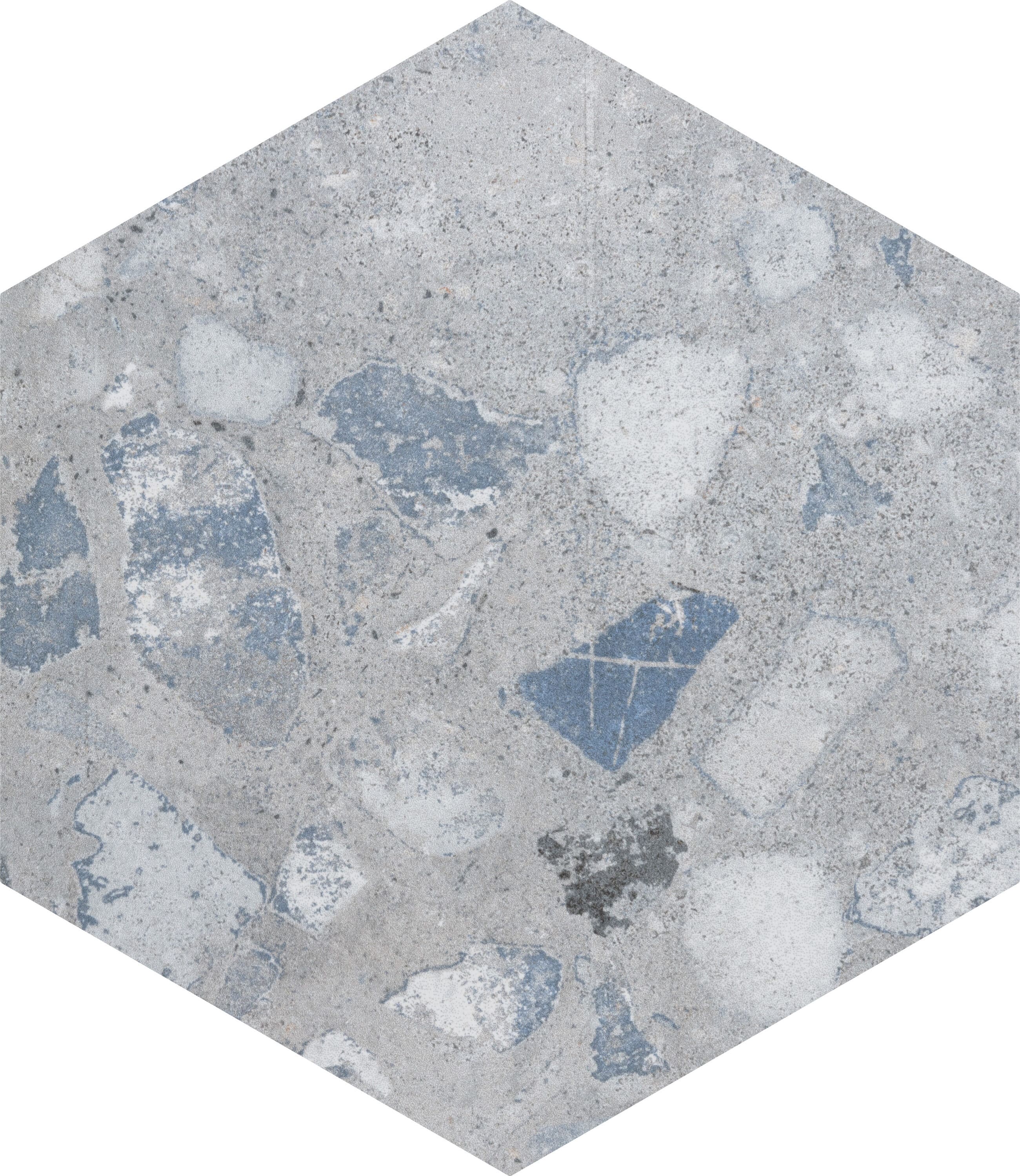 Affinity Tile FBK10XRRB Recycle Hex River Blue 9-in x 10-in Multi-finish Porcelain Stone look Hexagon Standard Floor and Wall Tile ( 4.05-sq ft Carton