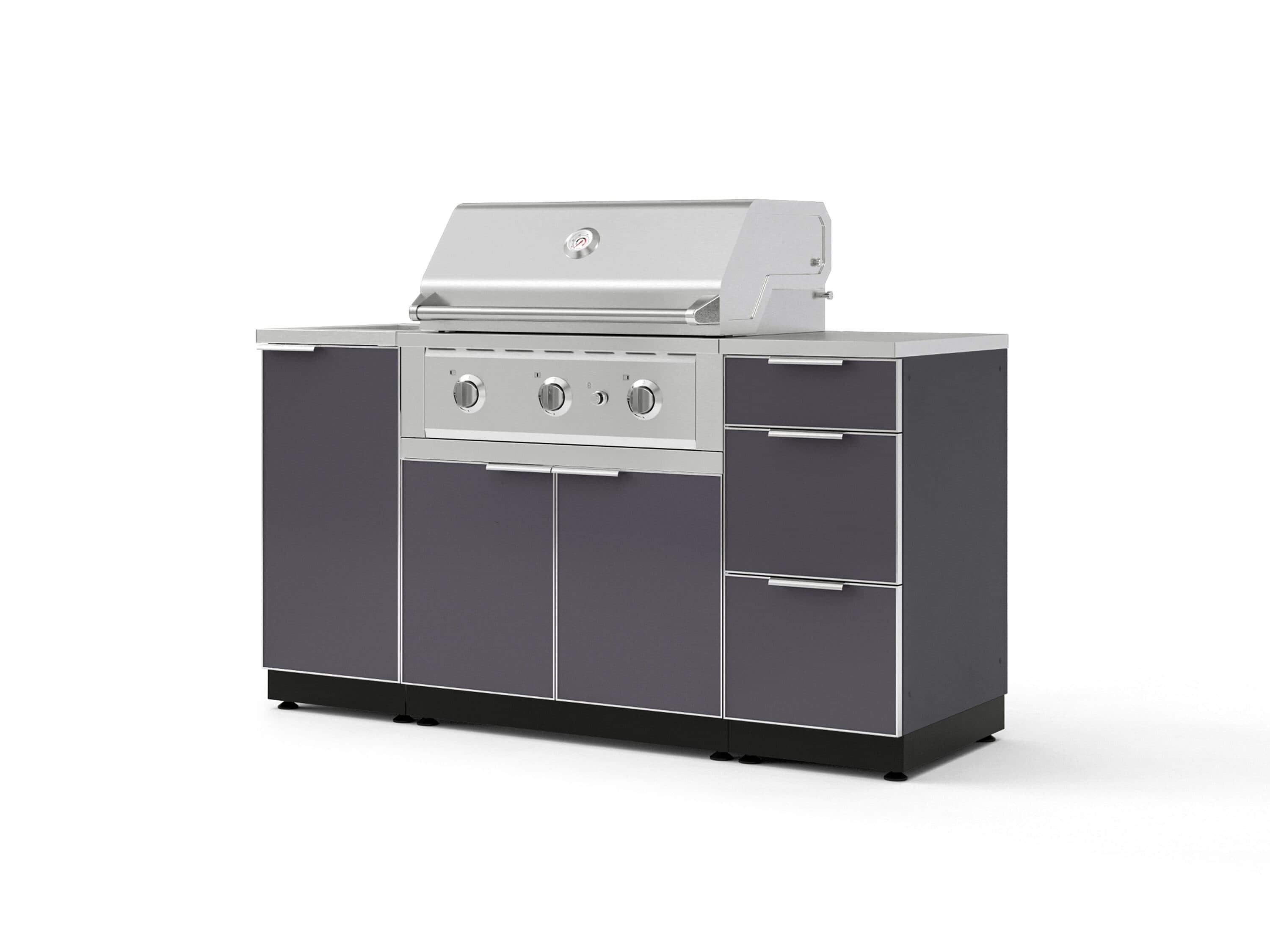 NewAge Products Classic Series 65-in W Modular Outdoor Kitchen Grill island with 3 -Burners Gas Grill, Slate Gray Powder-coated aluminum Tempered glass panel Door Sansujyuku sansujyuku.com
