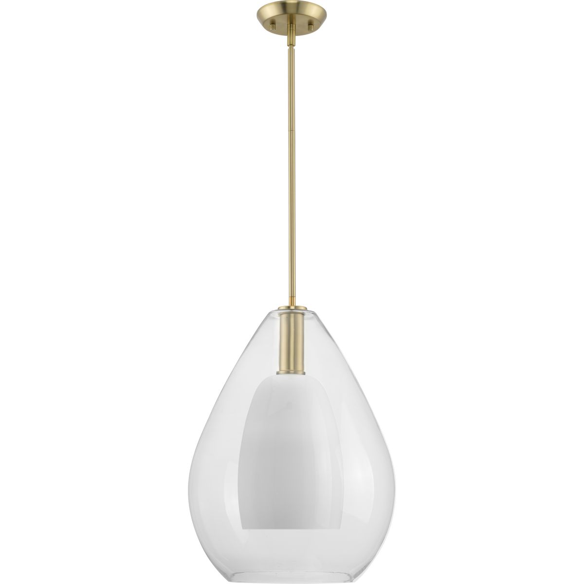 Carillon Brushed Gold Pendant with Clear and Opal Glass Shade