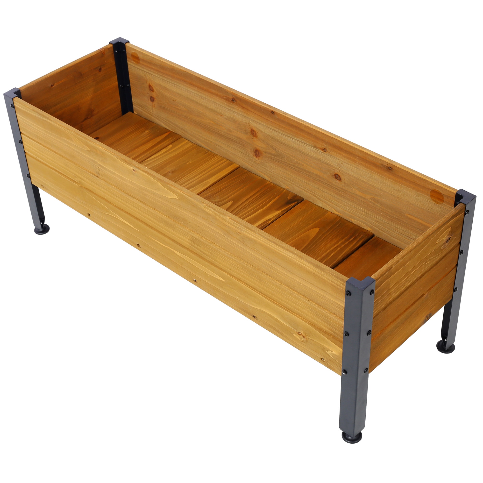 BABOOM BOM-P182251-OR 12.75-in W x 37-in L x 14.75-in H Brown Wood Raised Planter Box