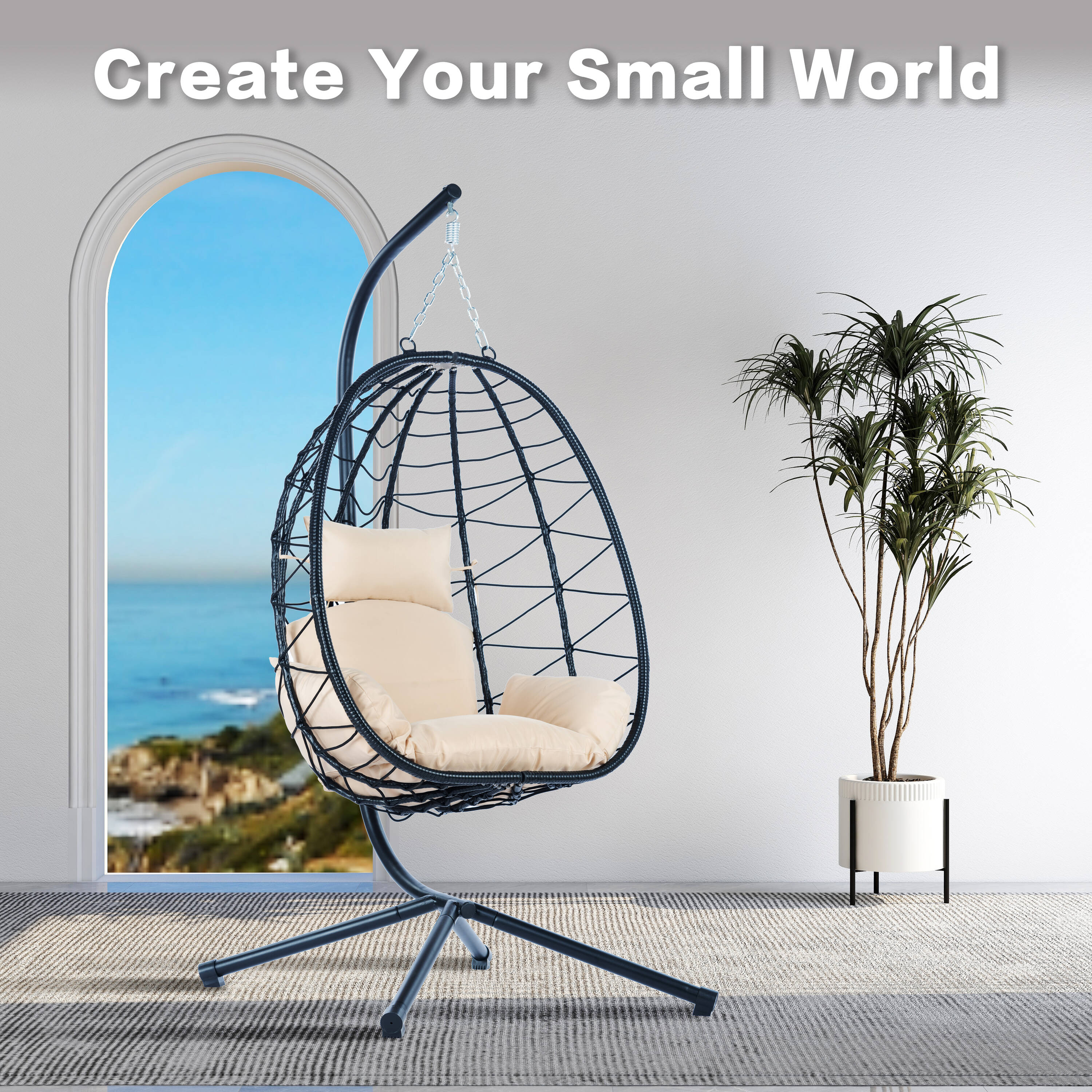 Mondawe Beige Fabric Hammock Chair with Stand in the Hammocks ...