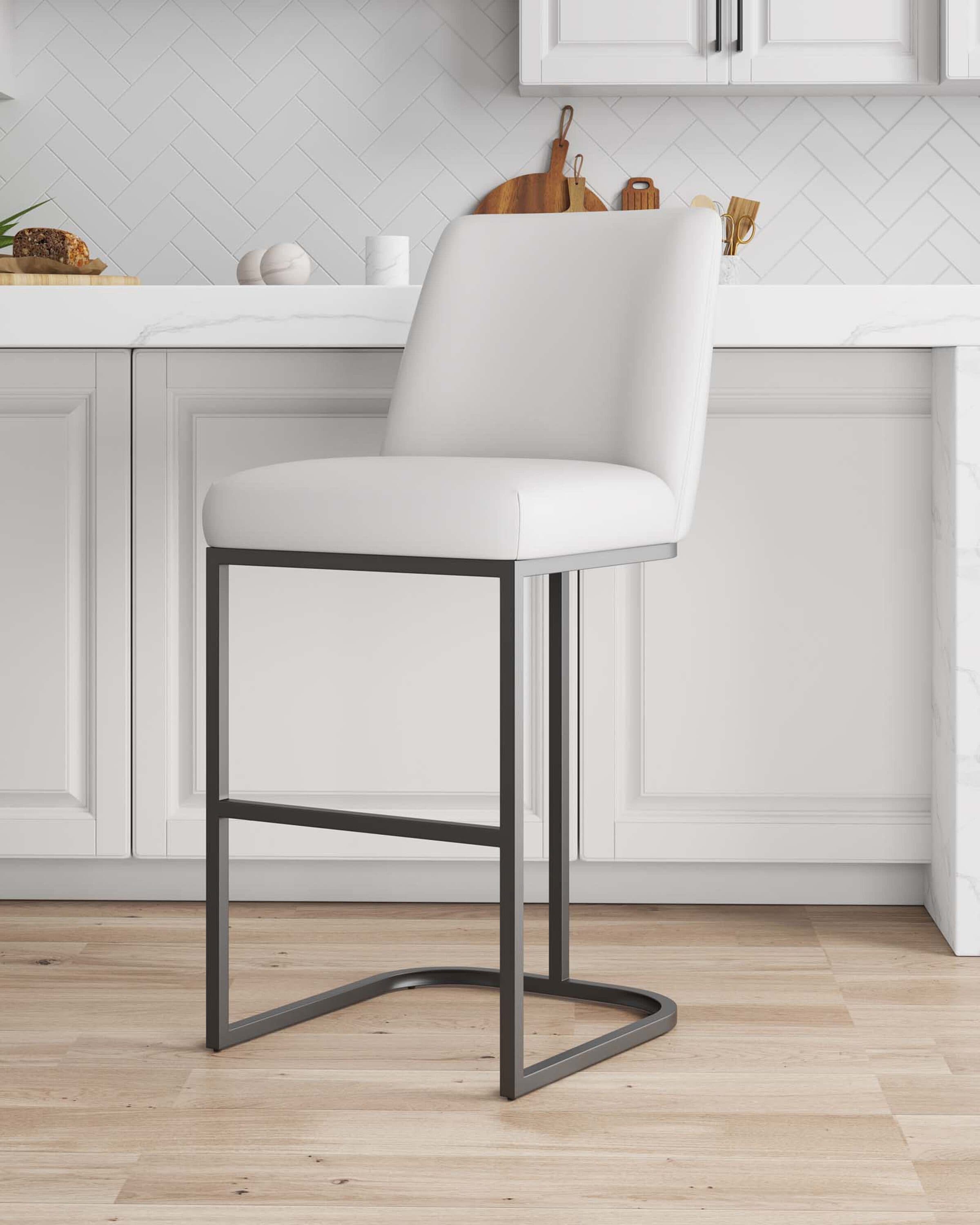 Manhattan Comfort BS020-WH White 29.13-in H Bar height (28-in to 33-in) Square Seat Upholstered Metal Back Bar Stool Back