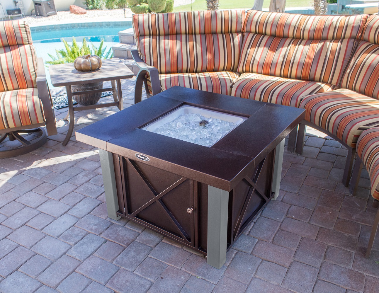 Hammered Bronze 38" Gas Fire Pit Table
