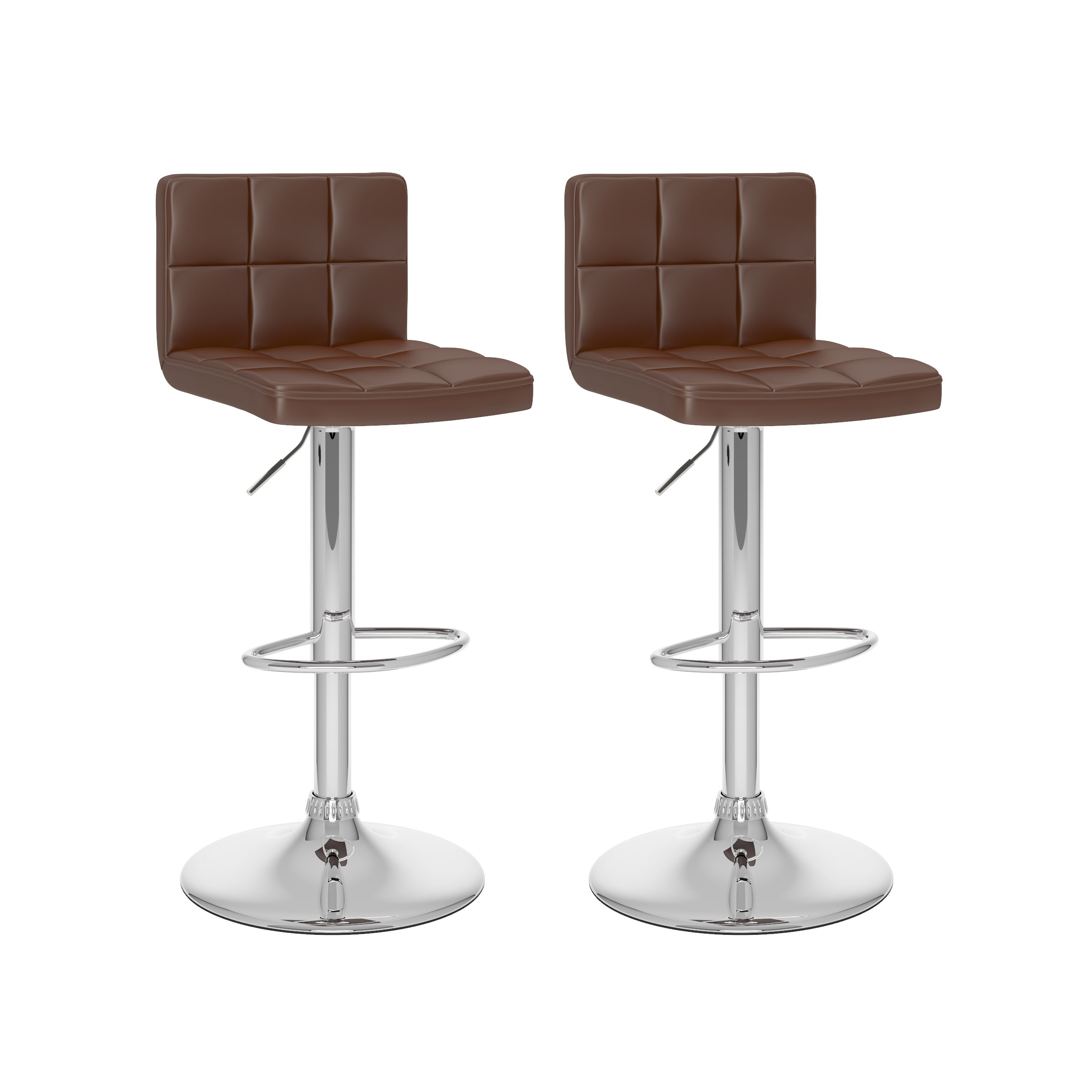 CorLiving DPU-734-B Zion Brown 25.25-Inches H Adjustable Height Counter height Square seat Upholstered Swivel Metal Bar Stool and Back