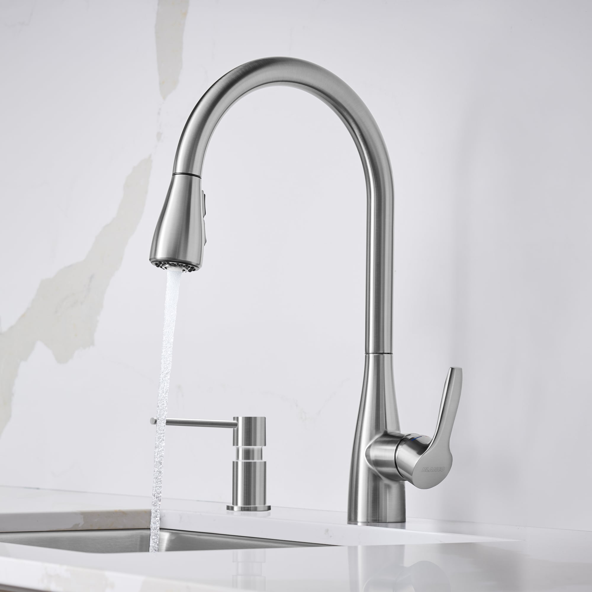 BLANCO Atura Pvd Steel Single Handle Pull-down Kitchen Faucet with ...