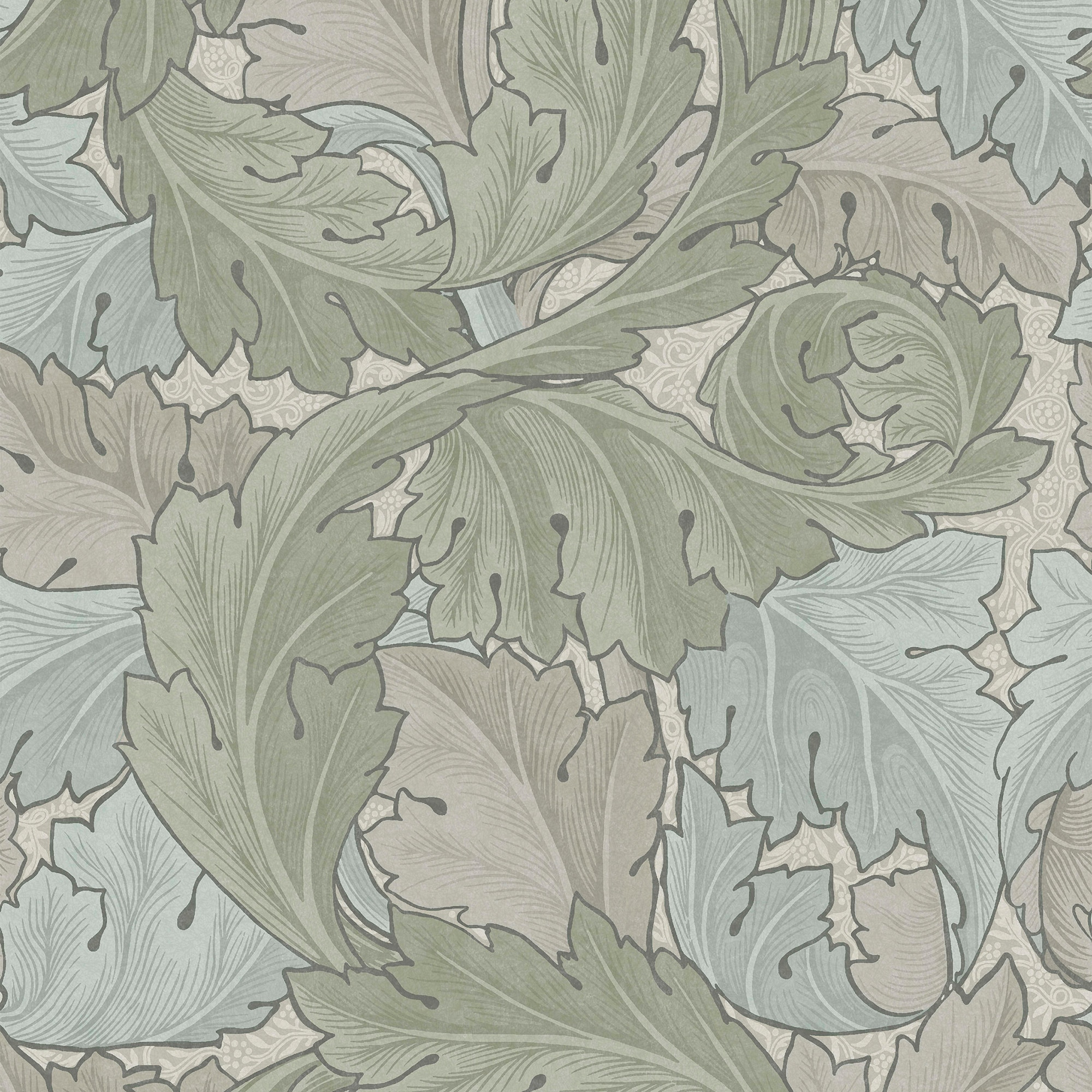 William Morris at Home 124228 56-Sq. Feet Sage Duck Egg Non-woven Floral Unpasted Wallpaper
