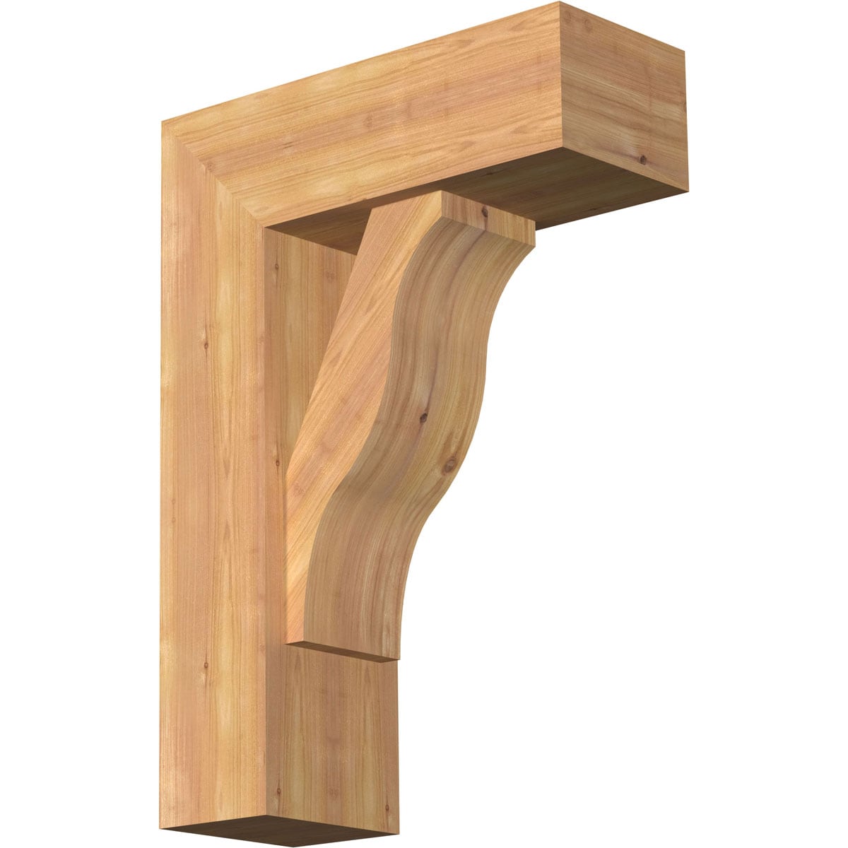 Ekena Millwork 1462368 Funston Block Smooth Bracket with Offset Brace 7-1/2-in x 20-in x 28-in Western red cedar Brown Wood Standard bracket