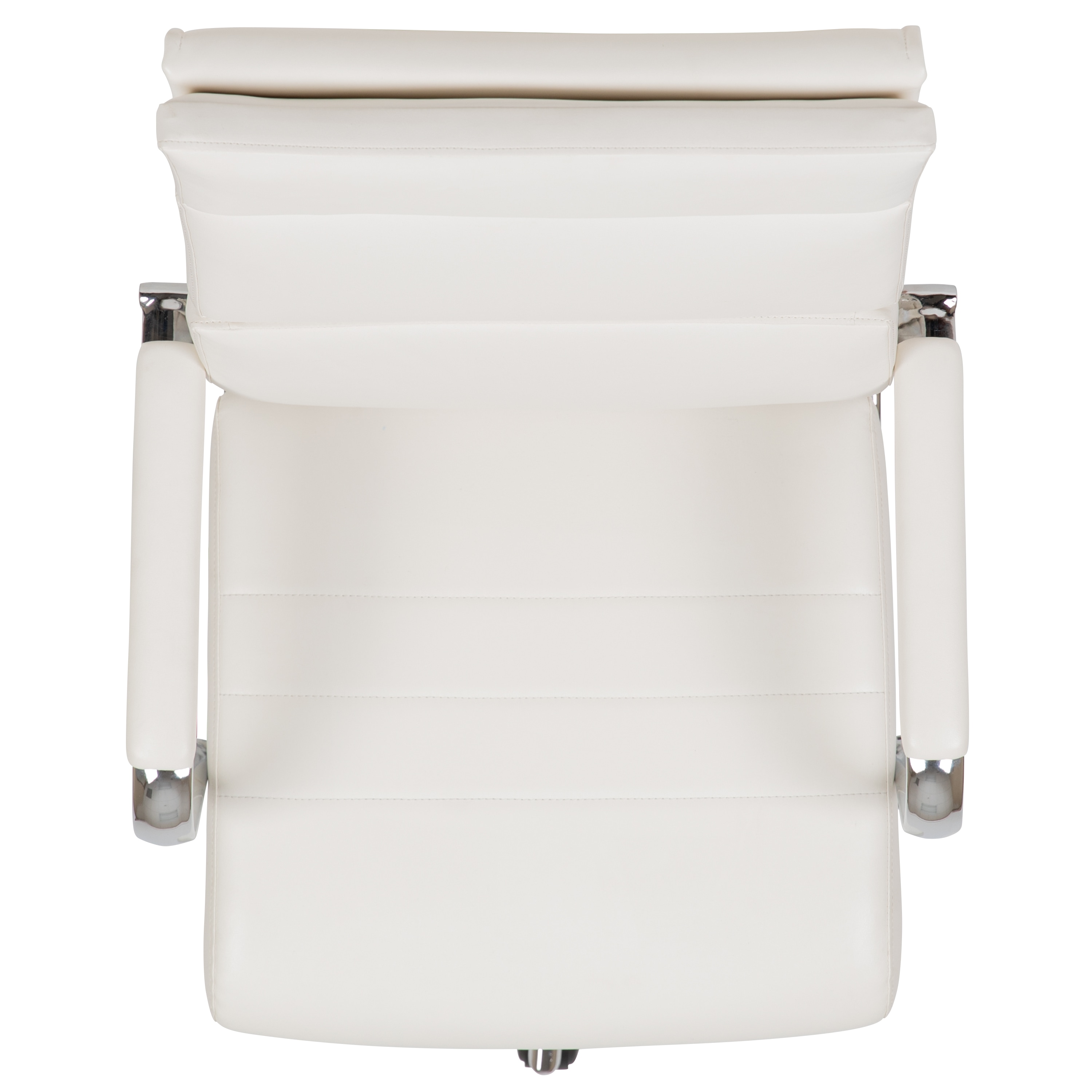 Exquisite White LeatherSoft & Chrome High-Back Executive Swivel Chair