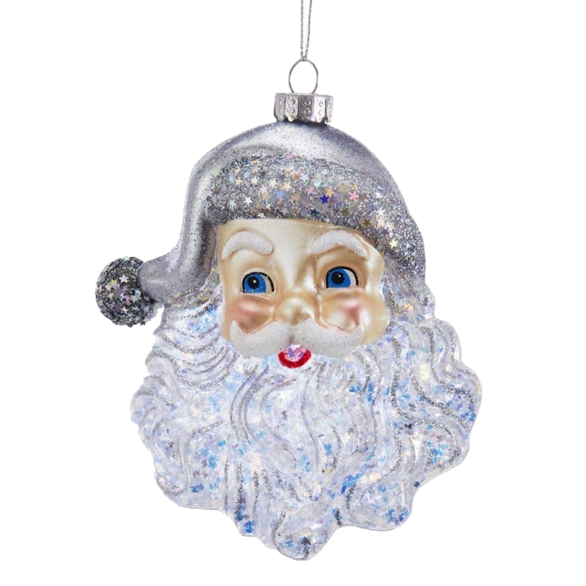 Kurt S. Adler 086131500268 Kurt Adler Glass Ornament for Christmas Tree - Silver Santa Face