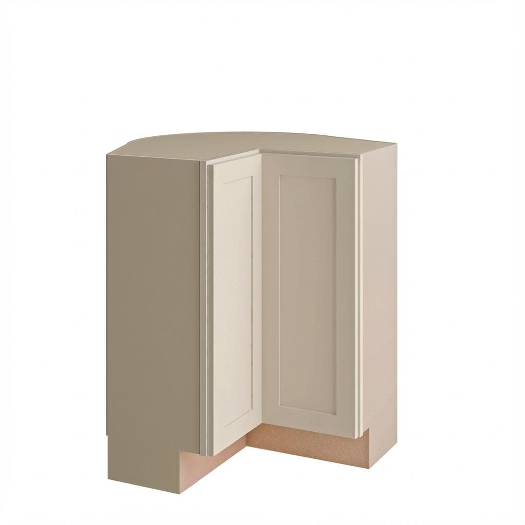 Project Source 36-in W x 34.5-in H x 36-in D Linen Laminate Lazy Susan Base Fully Assembled Cabinet Recessed Panel Shaker