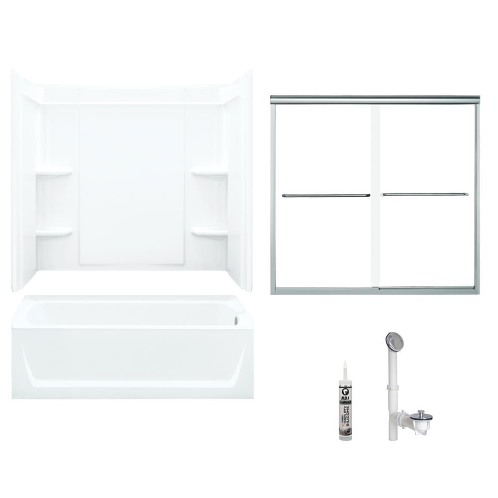 Ensemble 32-in x 60-in x 73-in White 5-Piece Bathtub and Shower Combination Kit (Right Drain) Drain Included | - Sterling 7132R-5405SC-0