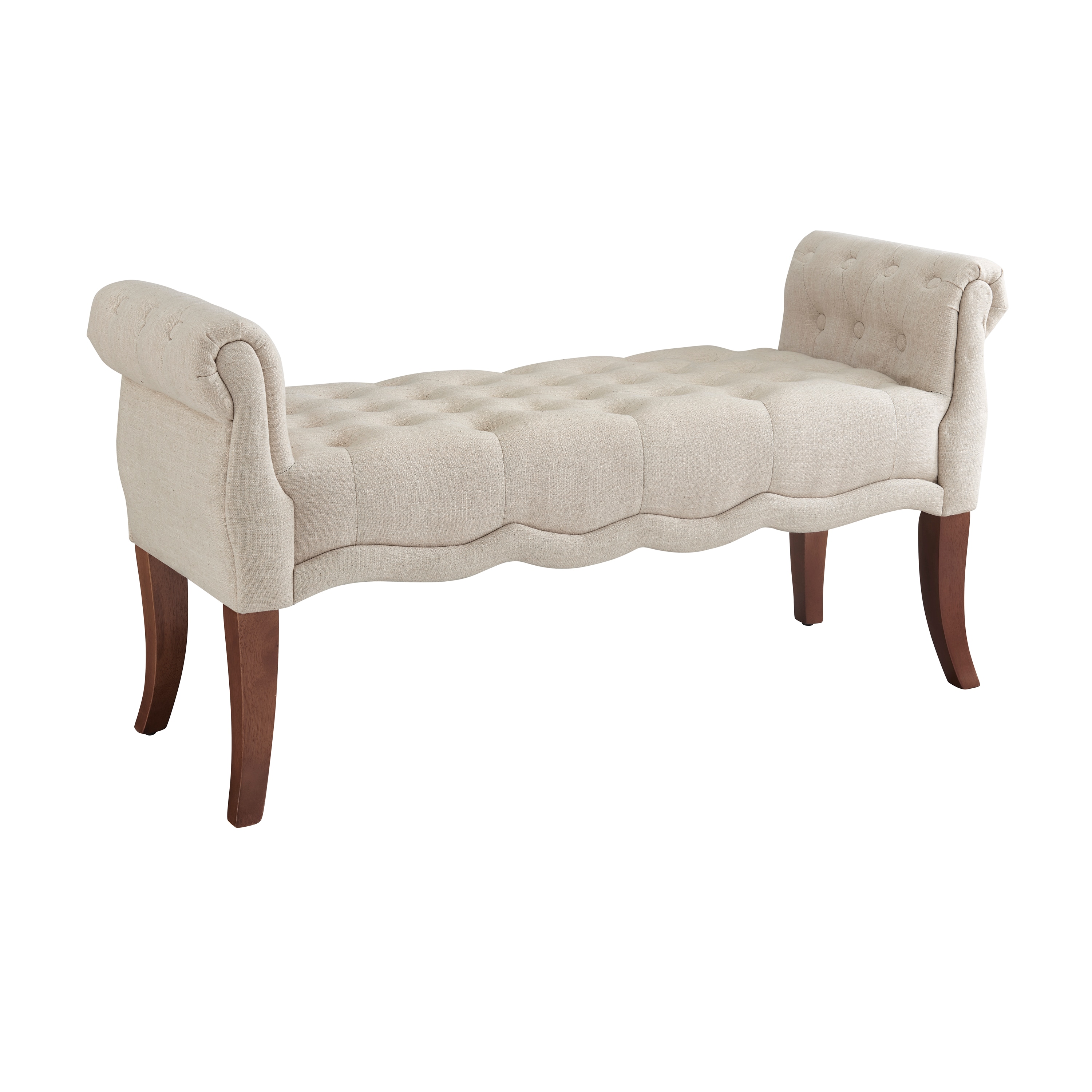Madison 50" Off-White Polyester Tufted Roll Arm Bench