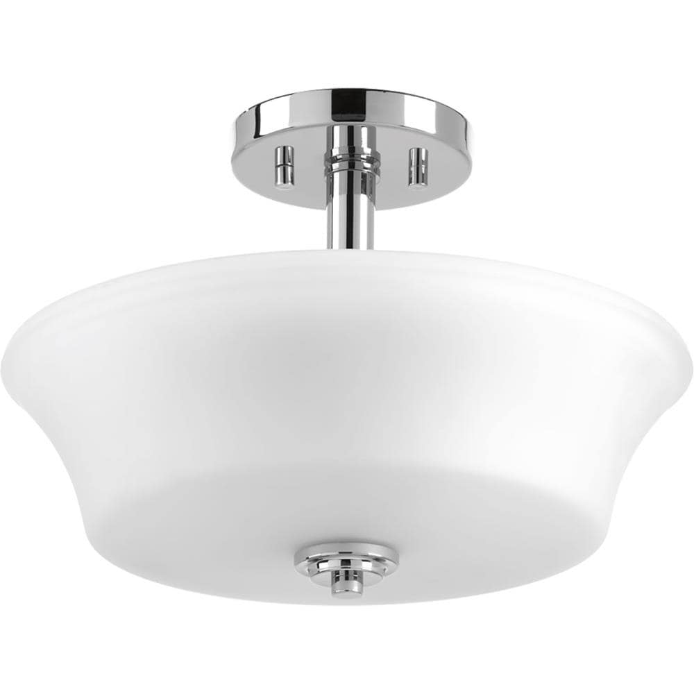 Progress Lighting P3644-15 Cascadia 2 -Light 14-in Polished Gray Semi Flush Mount Light