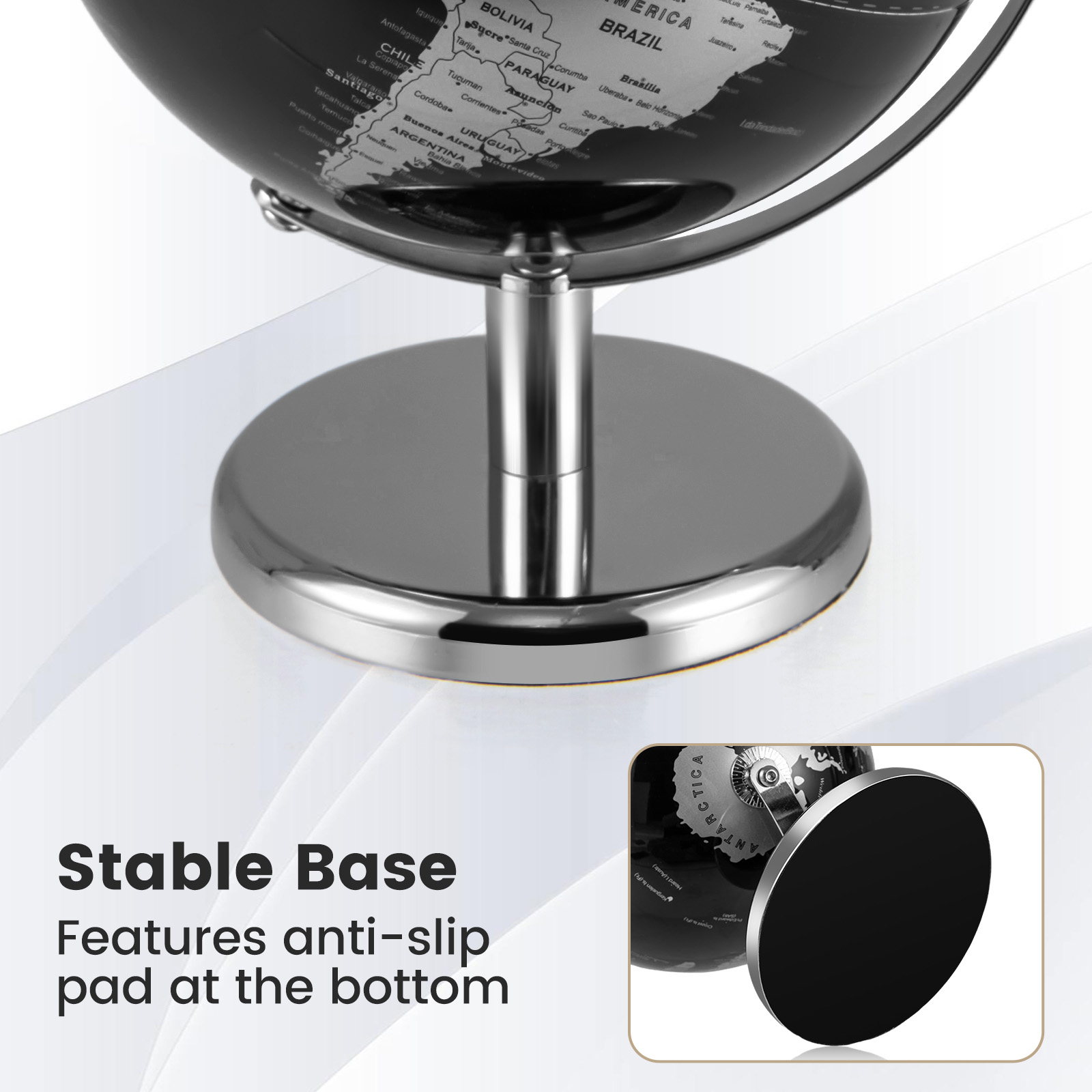 SUGIFT 8-in 360-Degree Rotating Easy-to-Read Geographic Time Zone ...