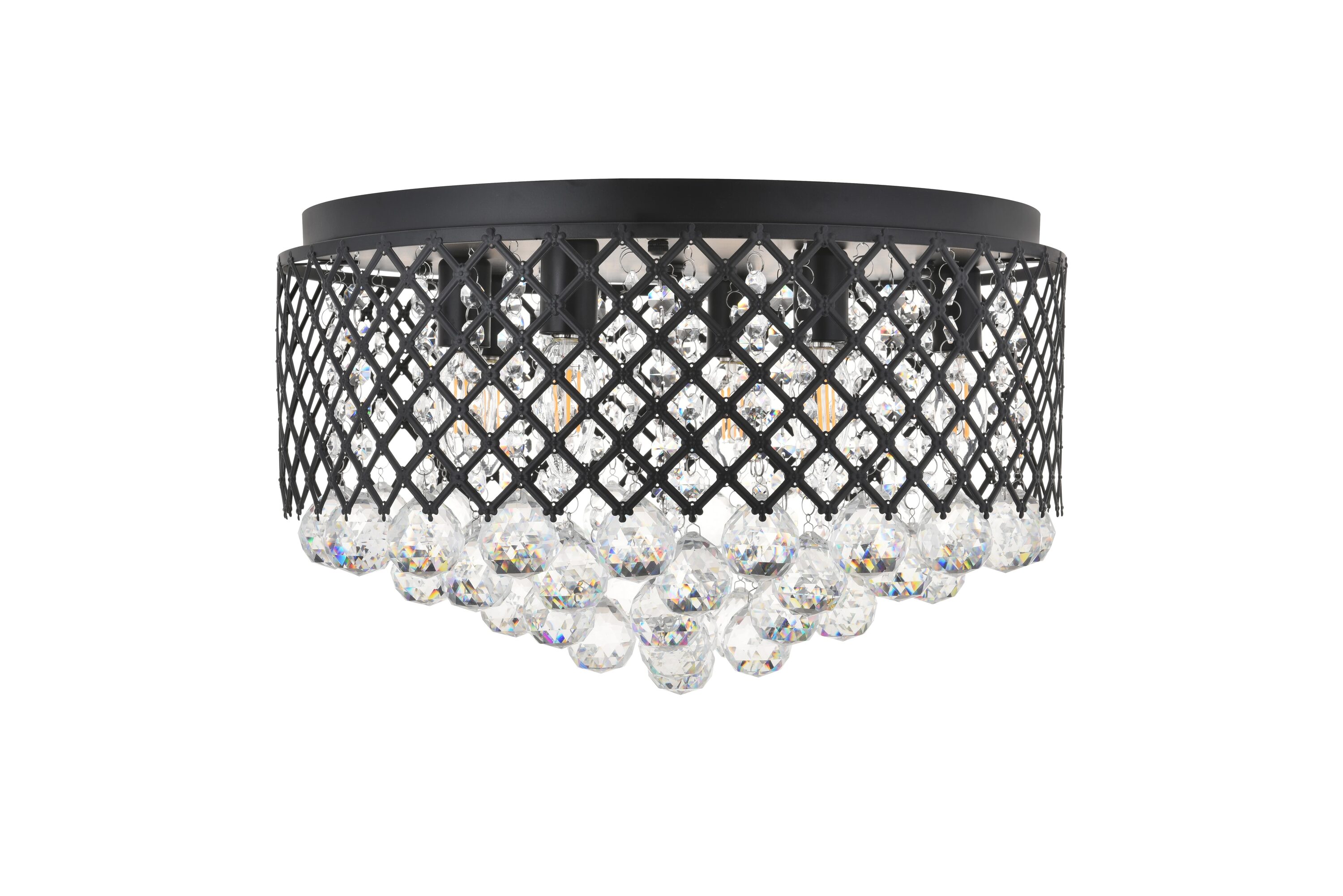 Elegant Decor Home Furnishing 18-in Matte Black Indoor 6 -Light Flush ...
