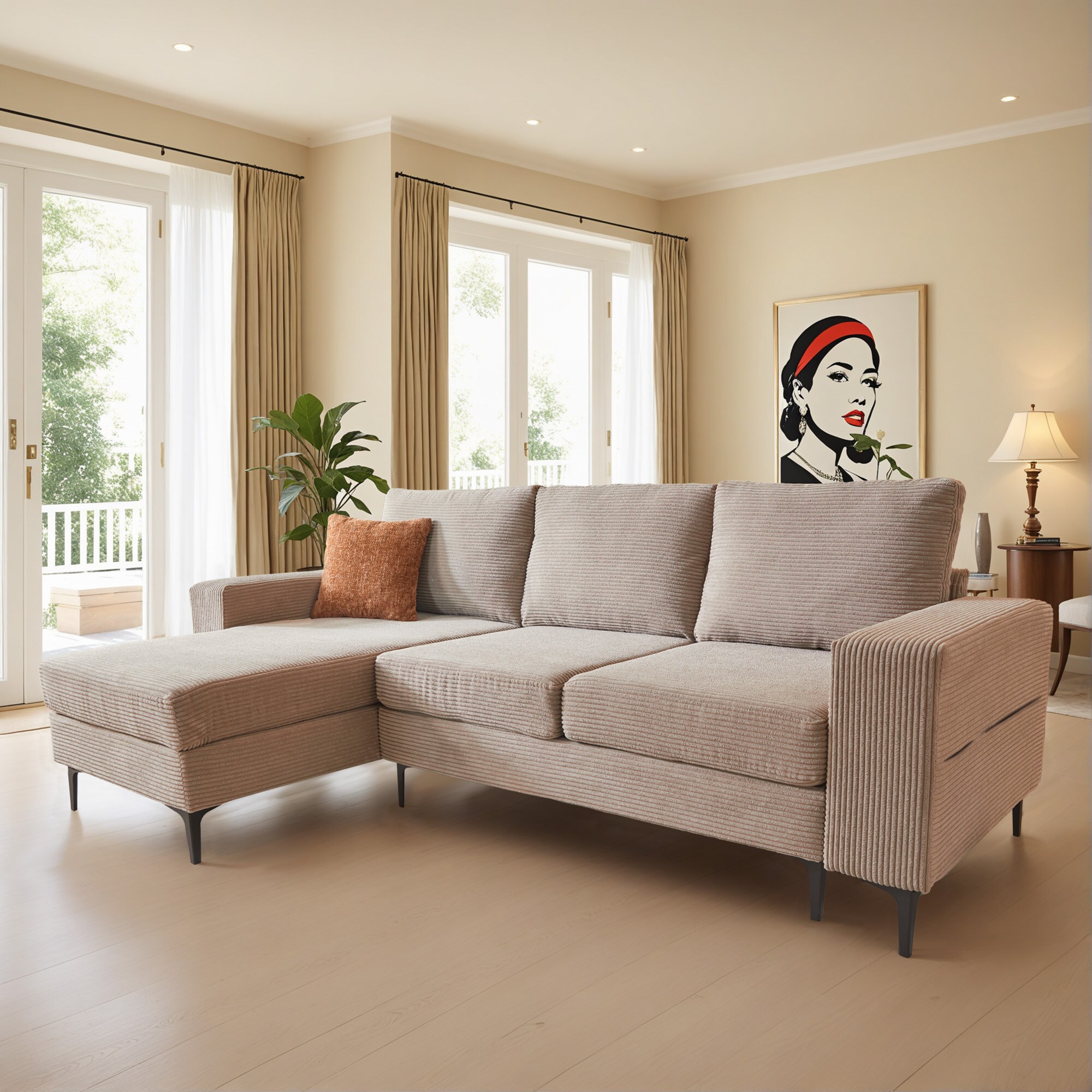 Caodoc L5-COCOL800-2 98-in Modern Camel Reclining Sofa