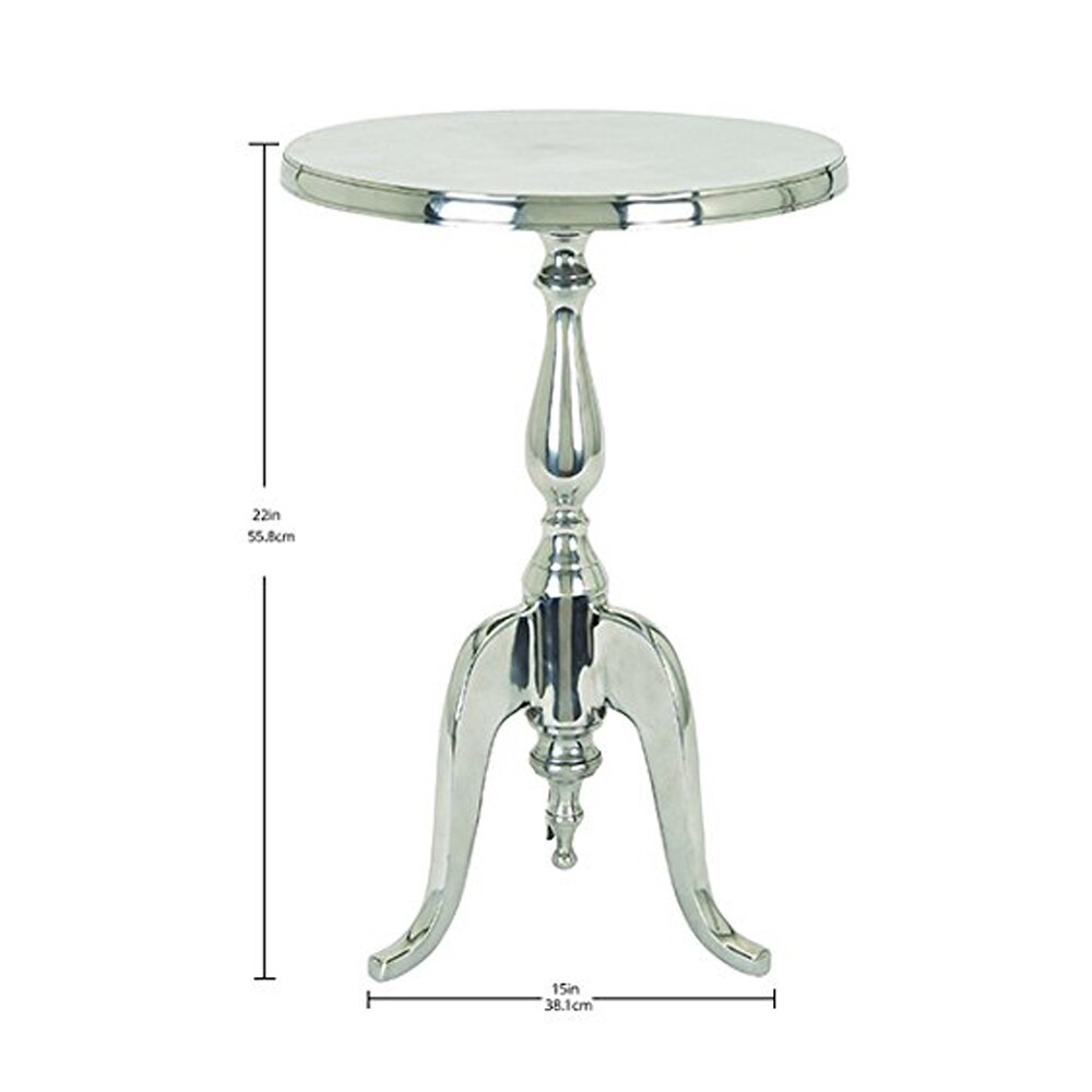 Benzara 15.5-in W x 21-in H Silver Metal Round Modern End Table ...