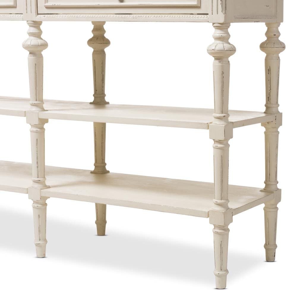 Baxton Studio Marquetterie Vintage White Console Table at Lowes