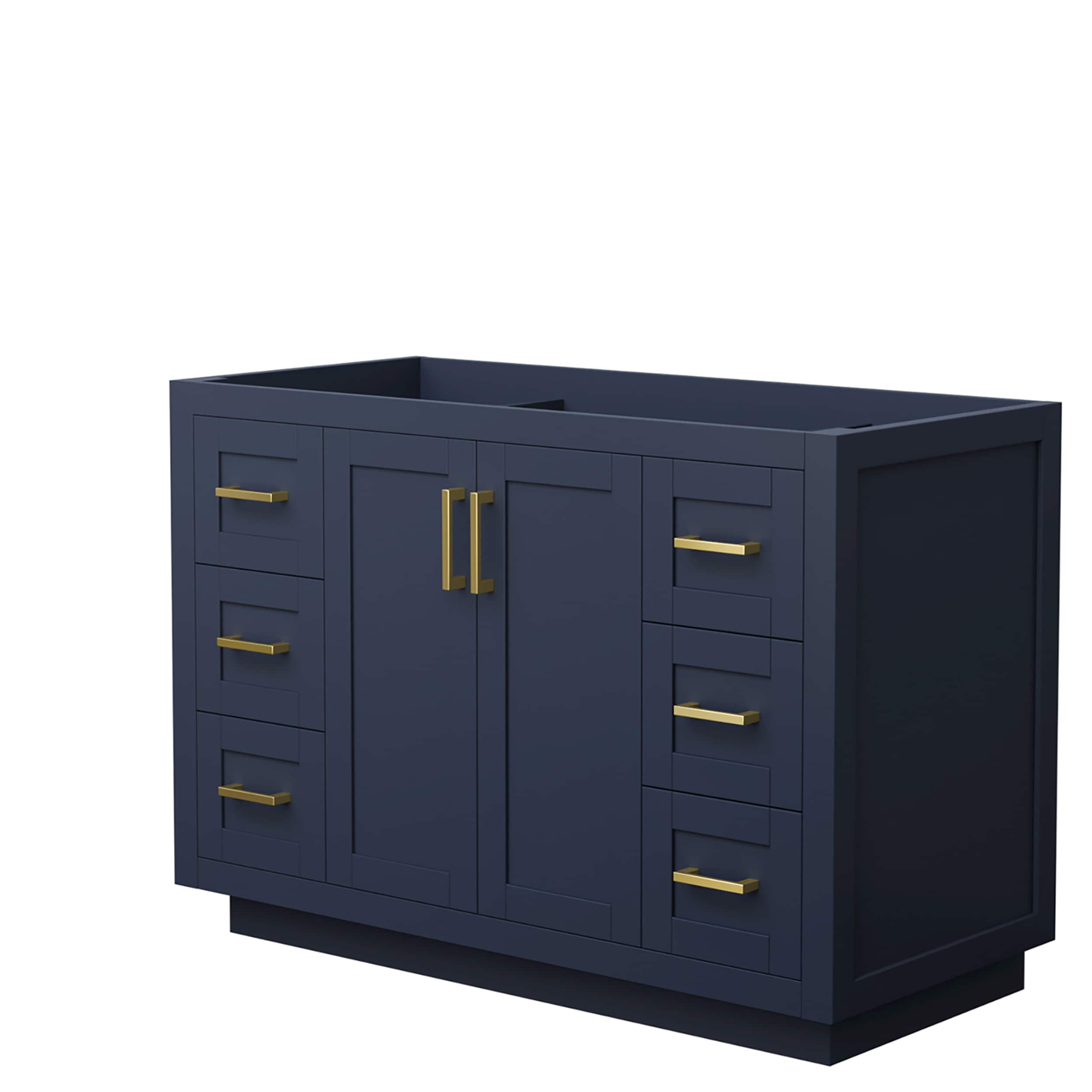 Wyndham Collection WCF292948SBLCXSXXMXX Miranda 48-in Dark Blue with Brushed Gold Trim Bathroom Vanity Base Cabinet without Top