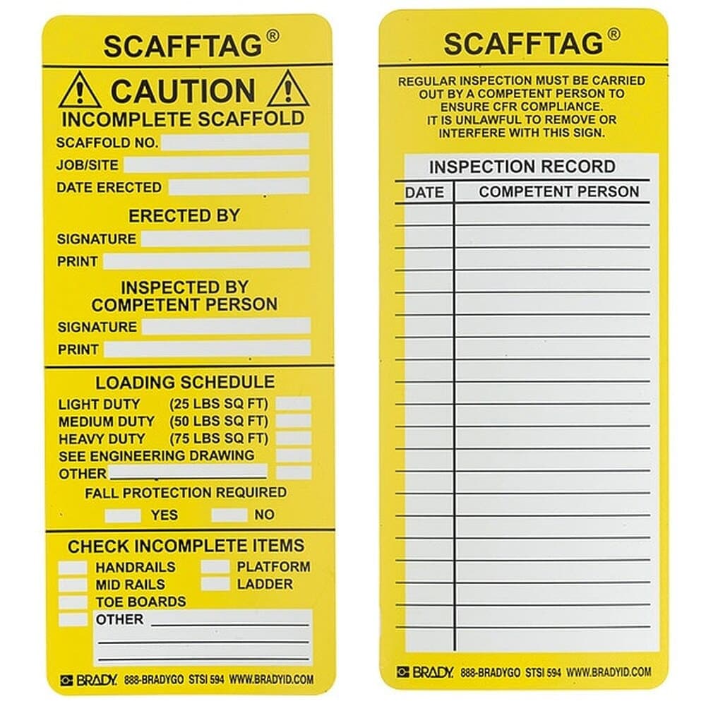 Brady  Tag Maintenance Polyester 7 5/8 in H x 3 1/8 in W Black Yellow on White Rectangle 100 PK