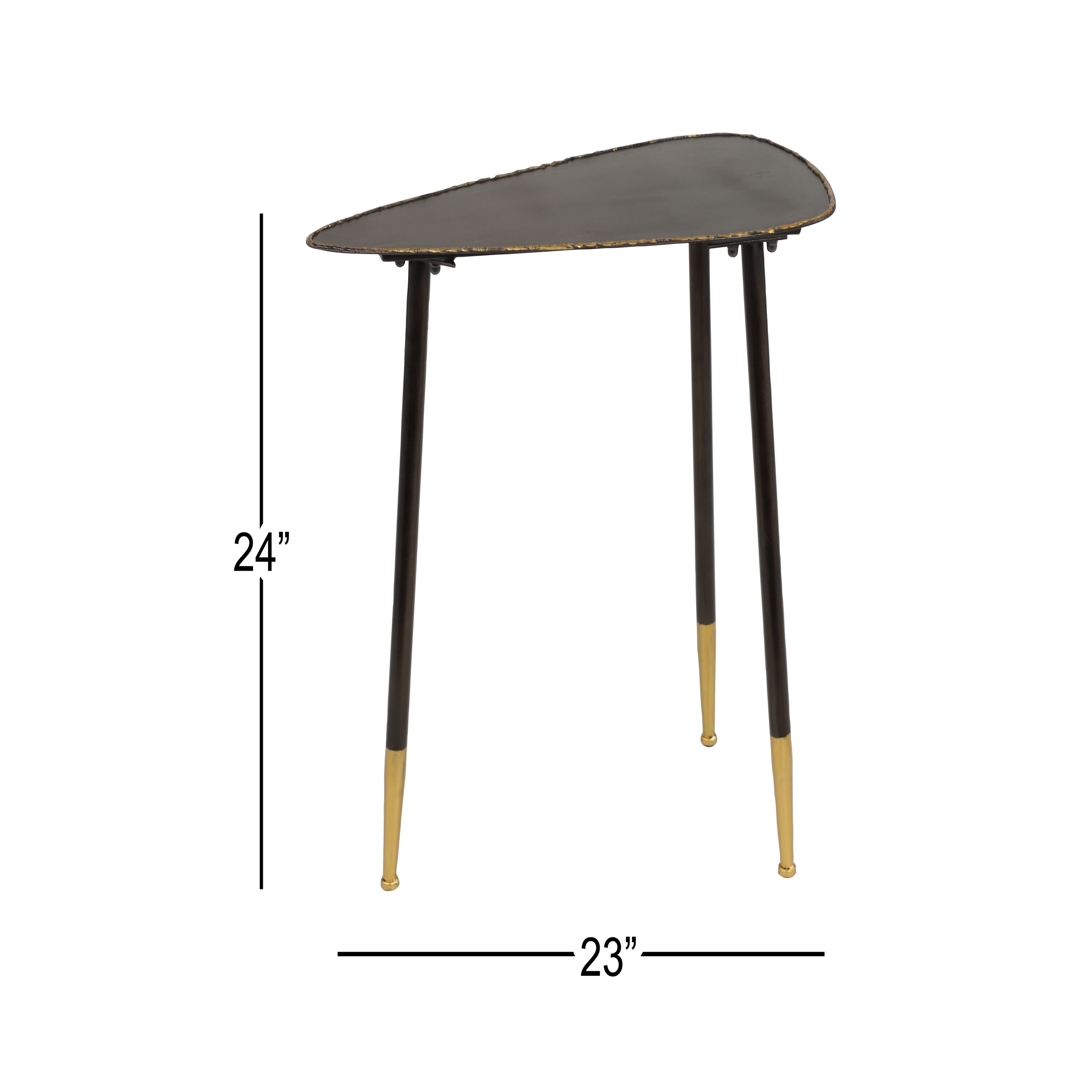 Black Solid Triangle 24" Metal Accent Table