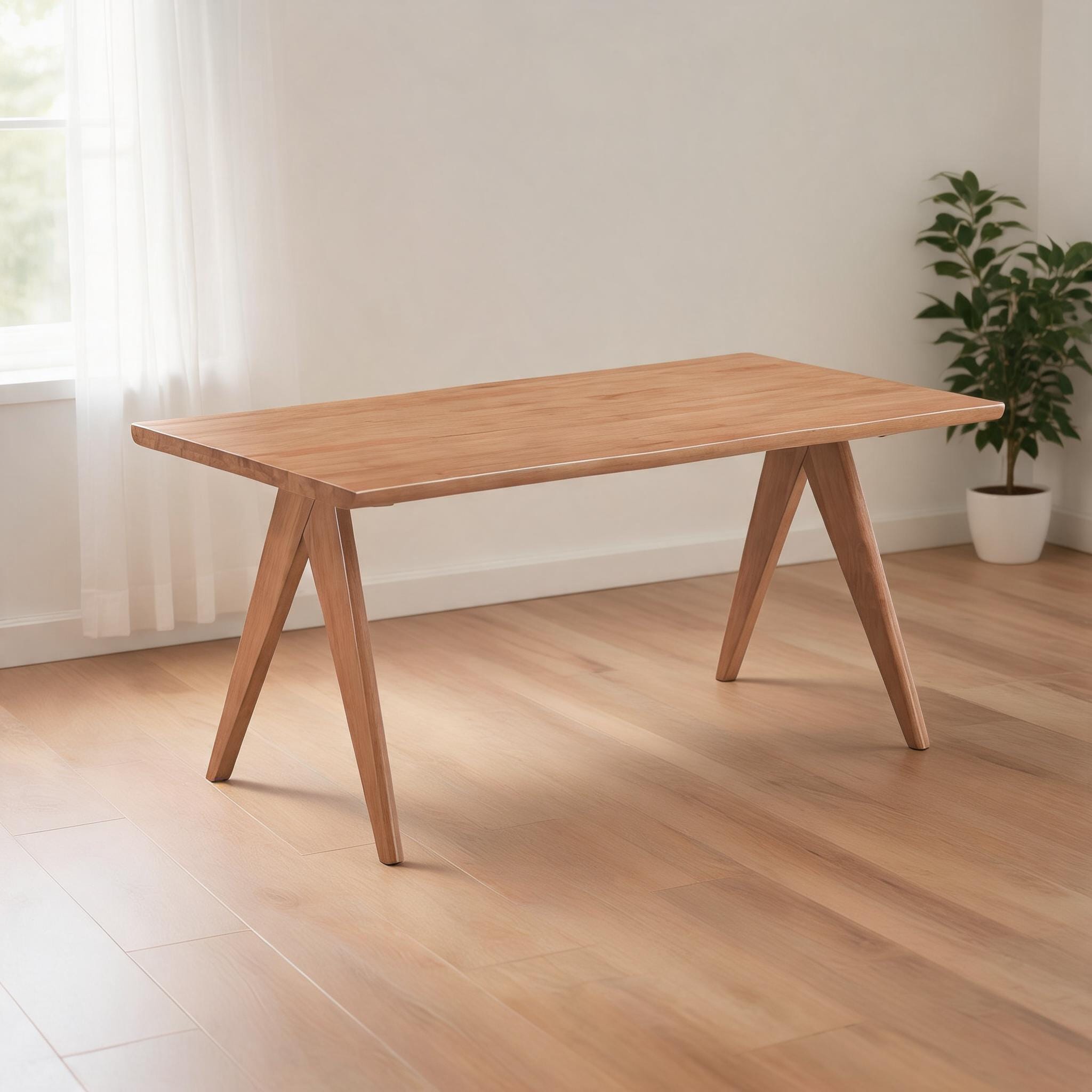 Watnature Light natural wood dining table for family dining and entertaining mid-century modern 4-seat rectangular indoor furniture #8BMNTAHY4IHE