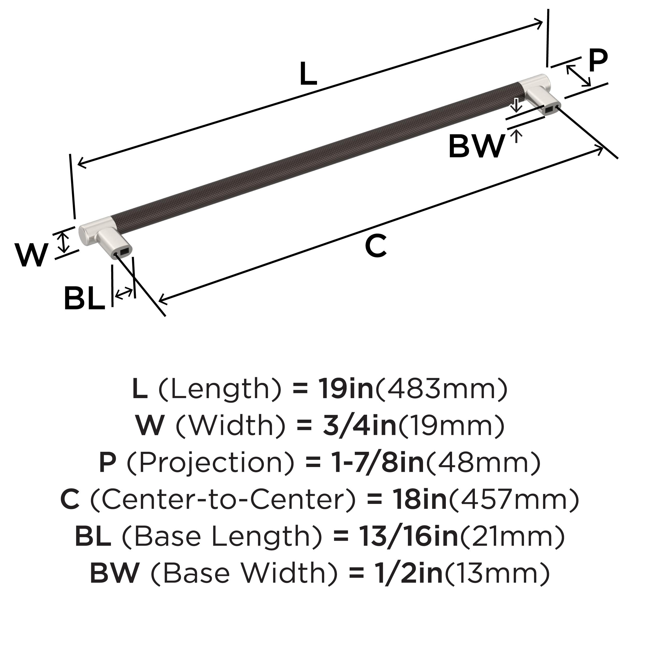 19-inch Satin Nickel and Oil-Rubbed Bronze Appliance Pull