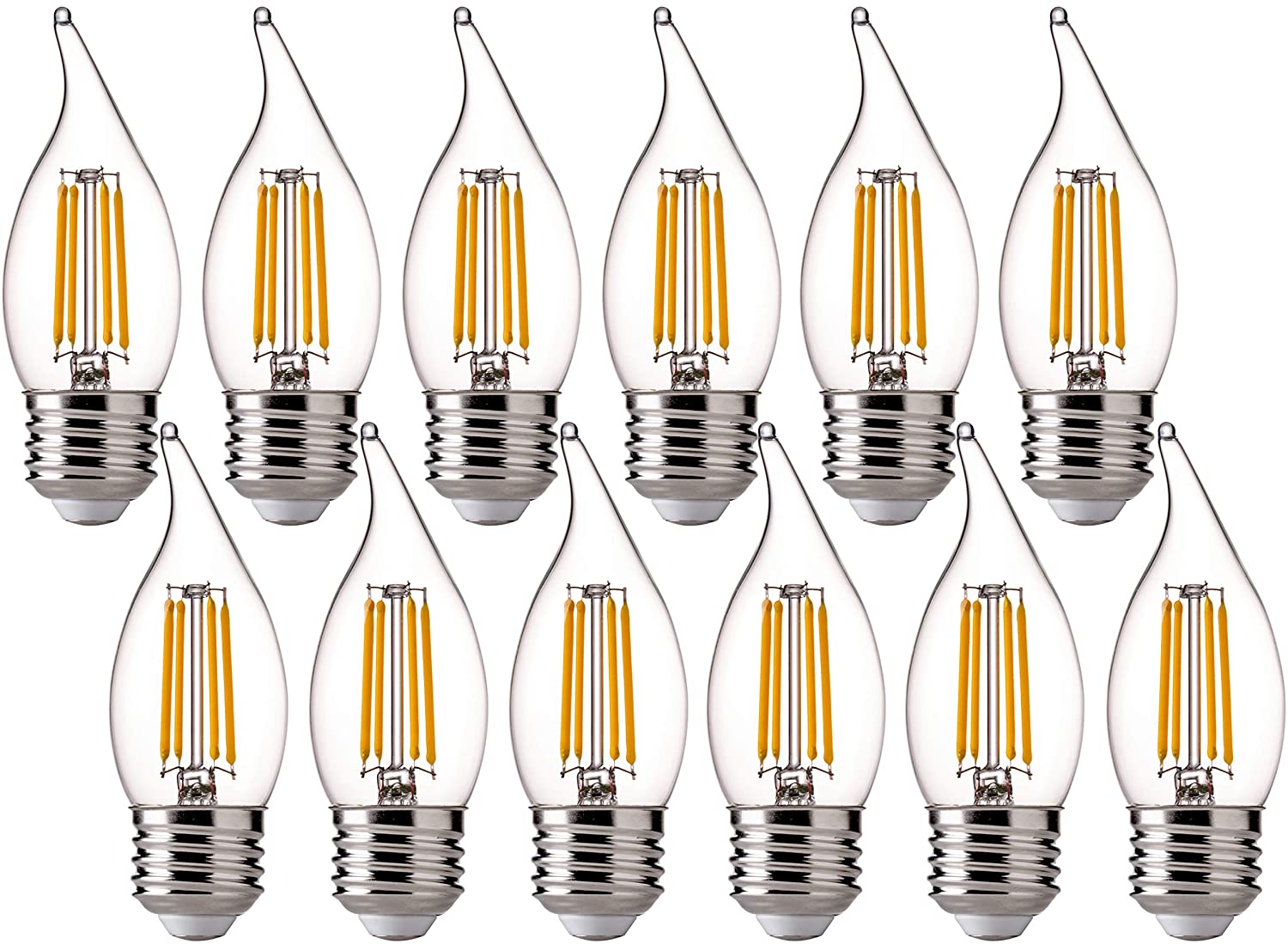 E26 LED Filament Candelabra Bulb 60W Equivalent Dimmable 2700K Warm White 12Pack 