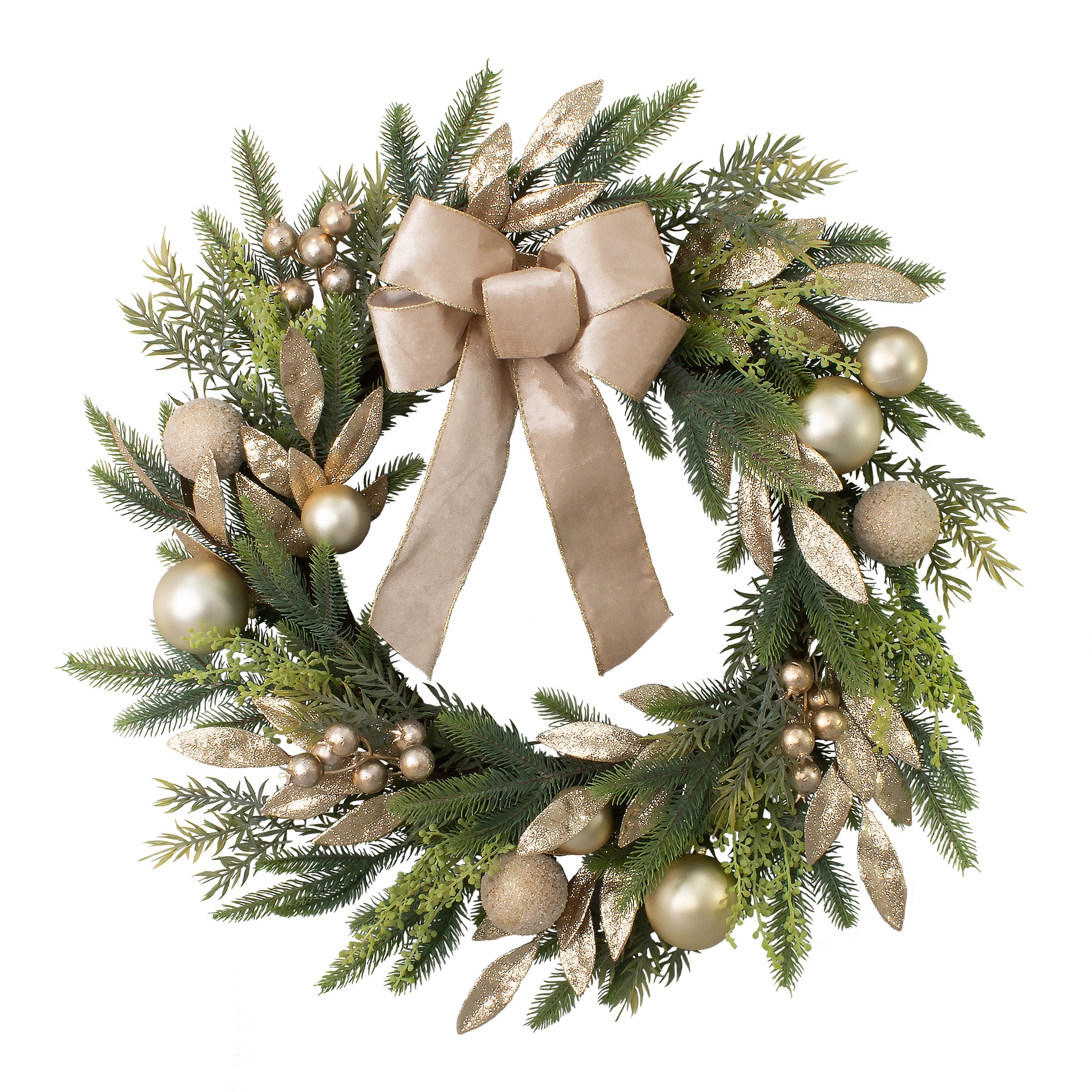 Holiday Living 28-in Indoor Gold,Green Artificial Christmas Wreath B660310A  at Lowes.com