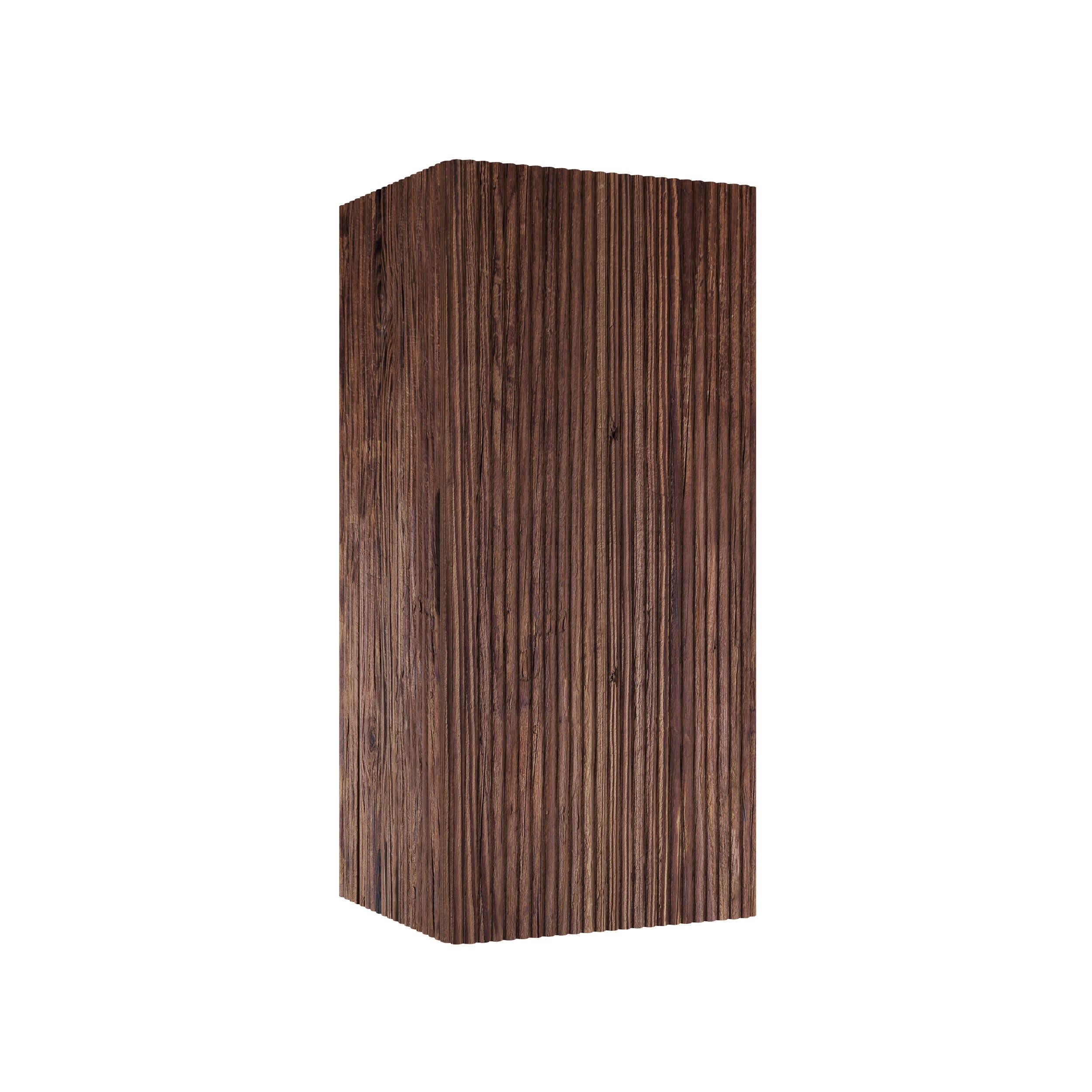 Vynxaria LEXY1808-DJYS-GZ010 14in D x 12in W x 30in H Walnut Plywood Wall Mount Linen Cabinet with Single Door Adjustable Shelf Soft Close Damper Striped Texture in Retro Walnut Finish