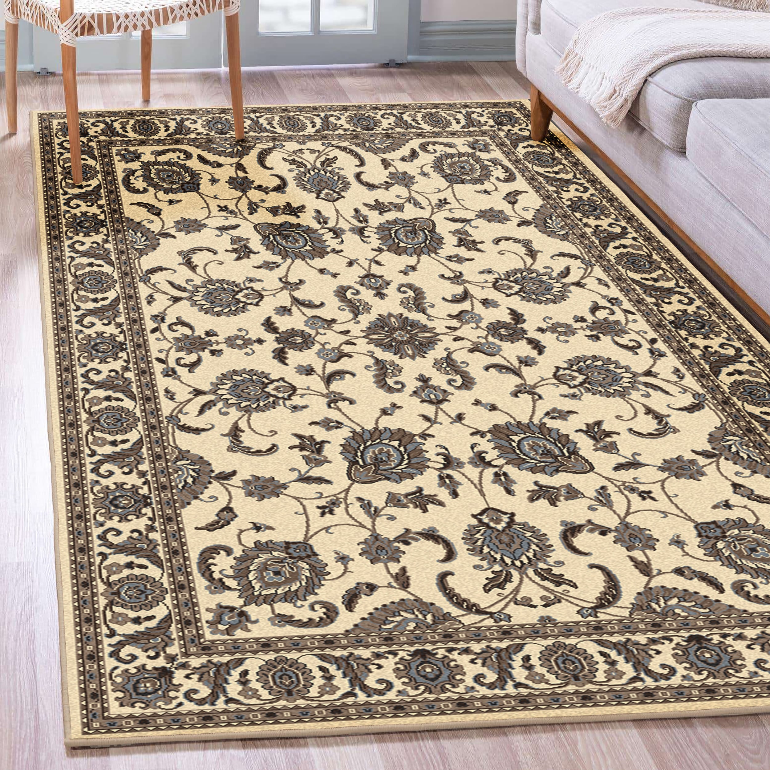 Radici USA 1426/0033/IVORY Alba 9 x 12 (ft) Polypropylene Ivory Rectangular Indoor Floral/Botanical Oriental Area rug