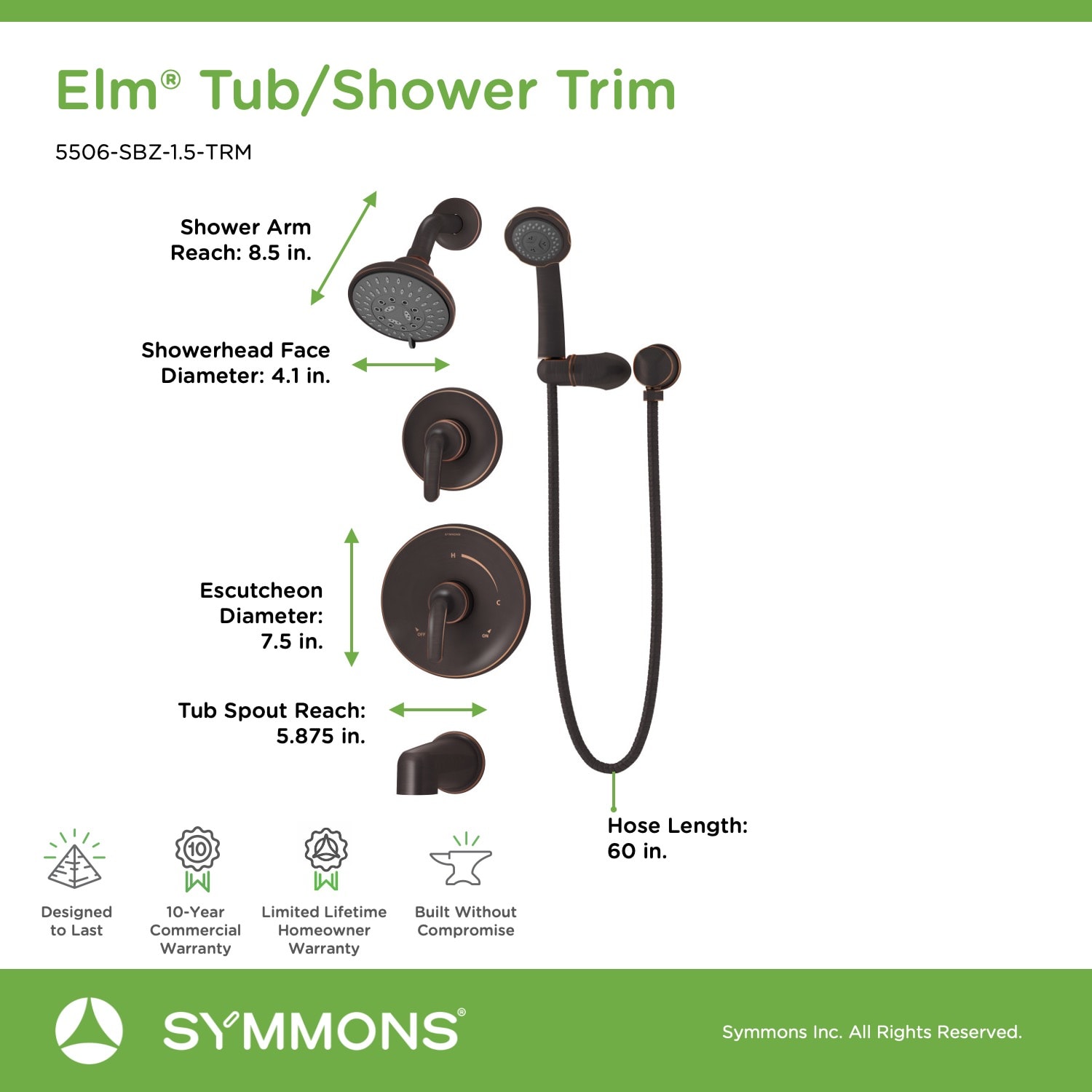 Symmons 5506-SBZ-1.5-TRM Tub-Shower-Faucets - View #8