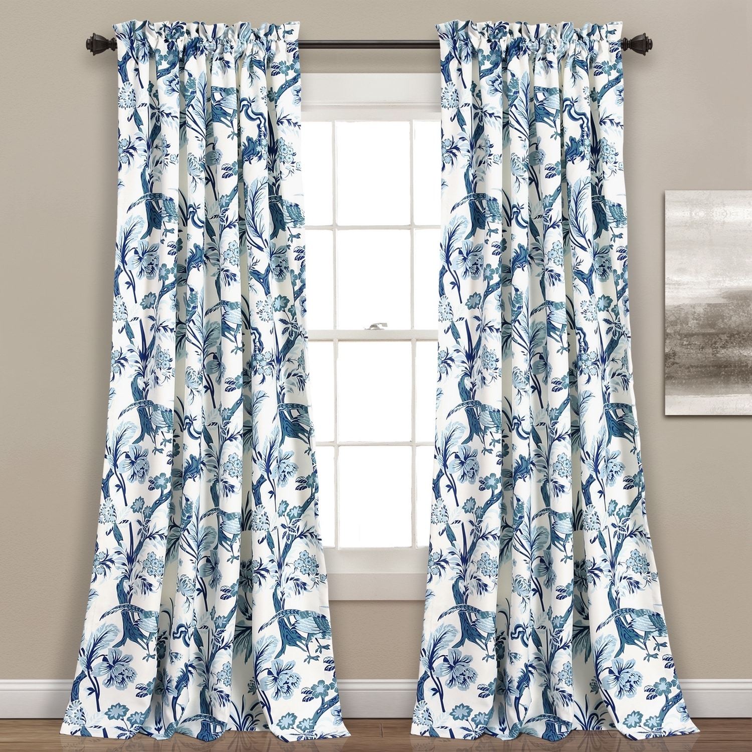 Lush Decor 16T003870 108-Inches Blue Light filtering Rod pocket Curtain panel pair
