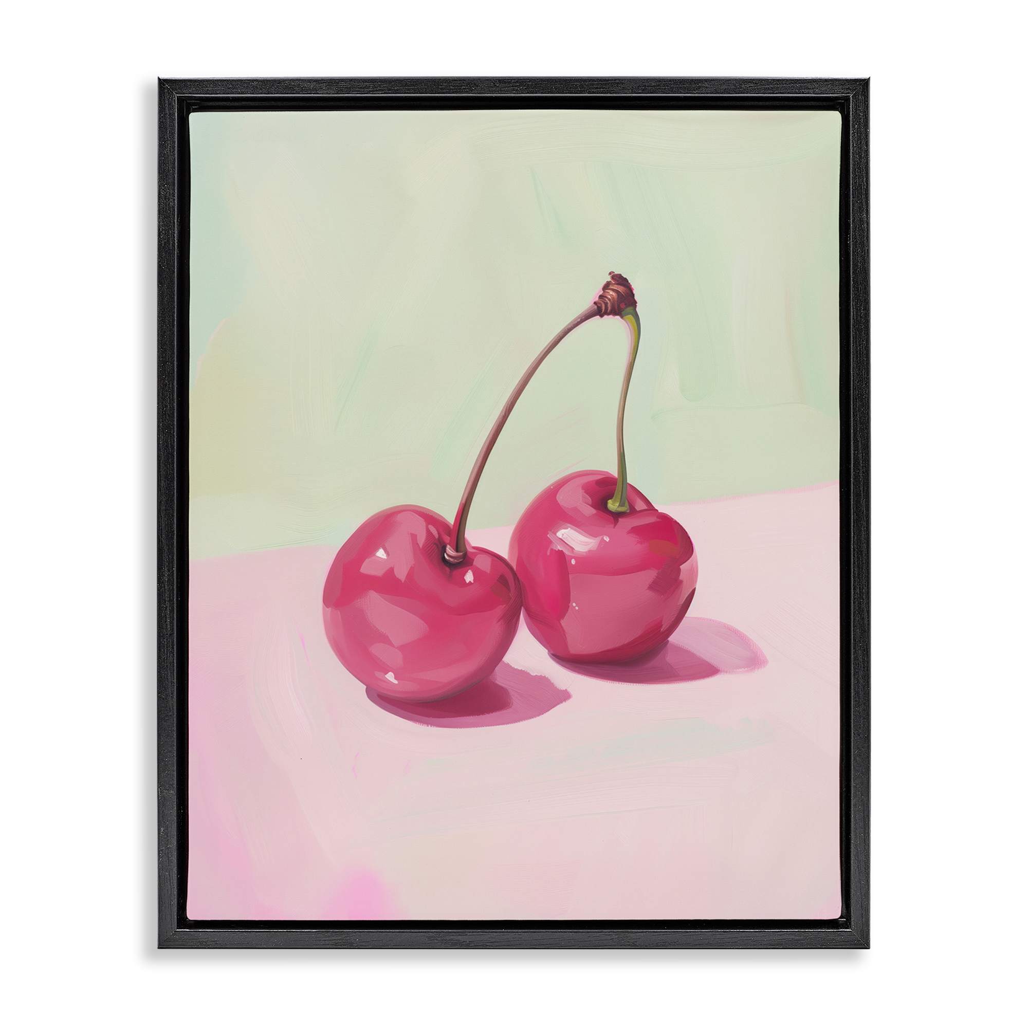 Stupell Industries BT-619-FFB-24X30 Luminous Cherries Still Life Black Framed Floater Canvas Wall Art By Arlington Prints 25 x 31