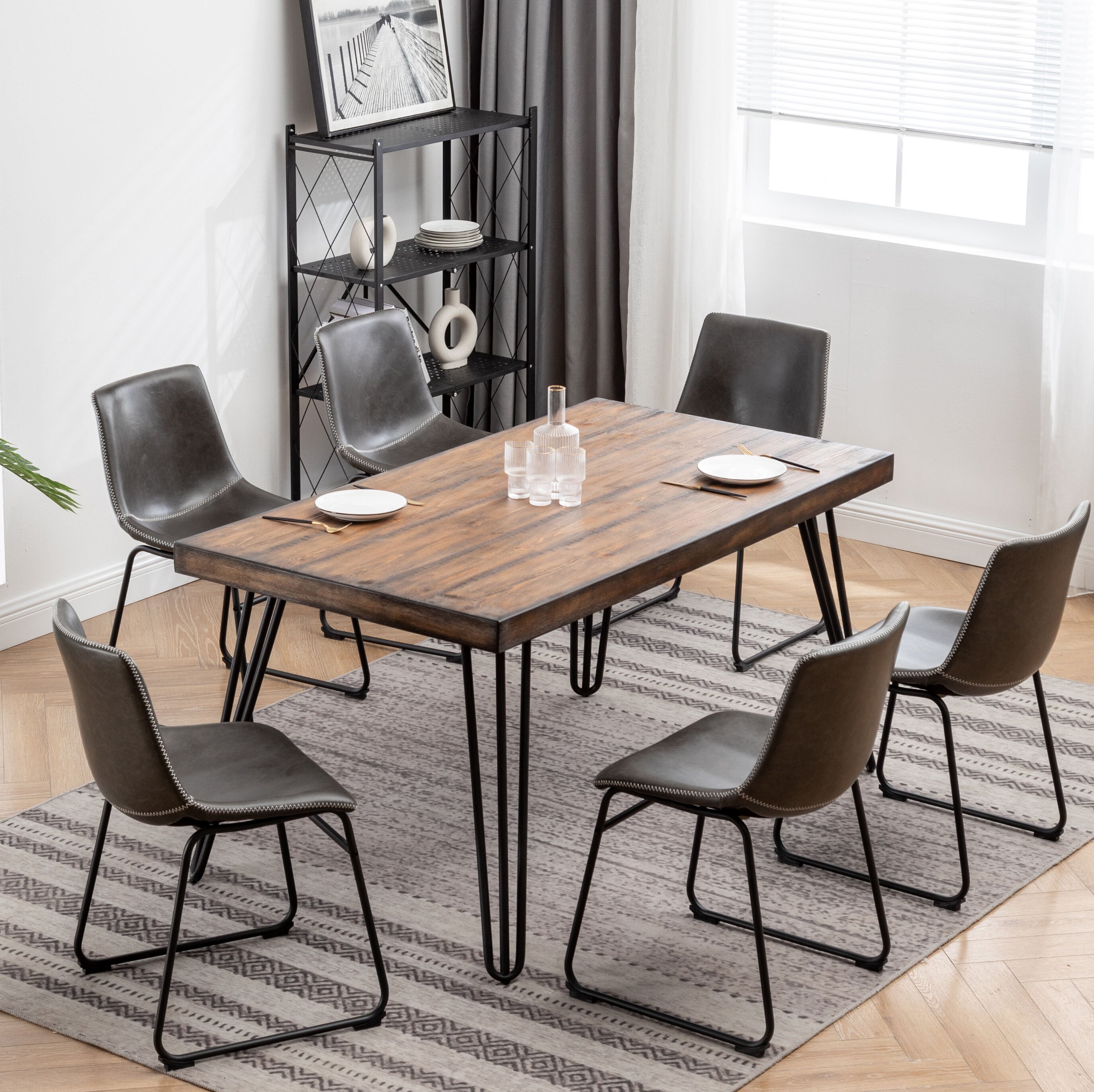 Roundhill Furniture T8741-C185GYX3 Dining-Sets - View #4