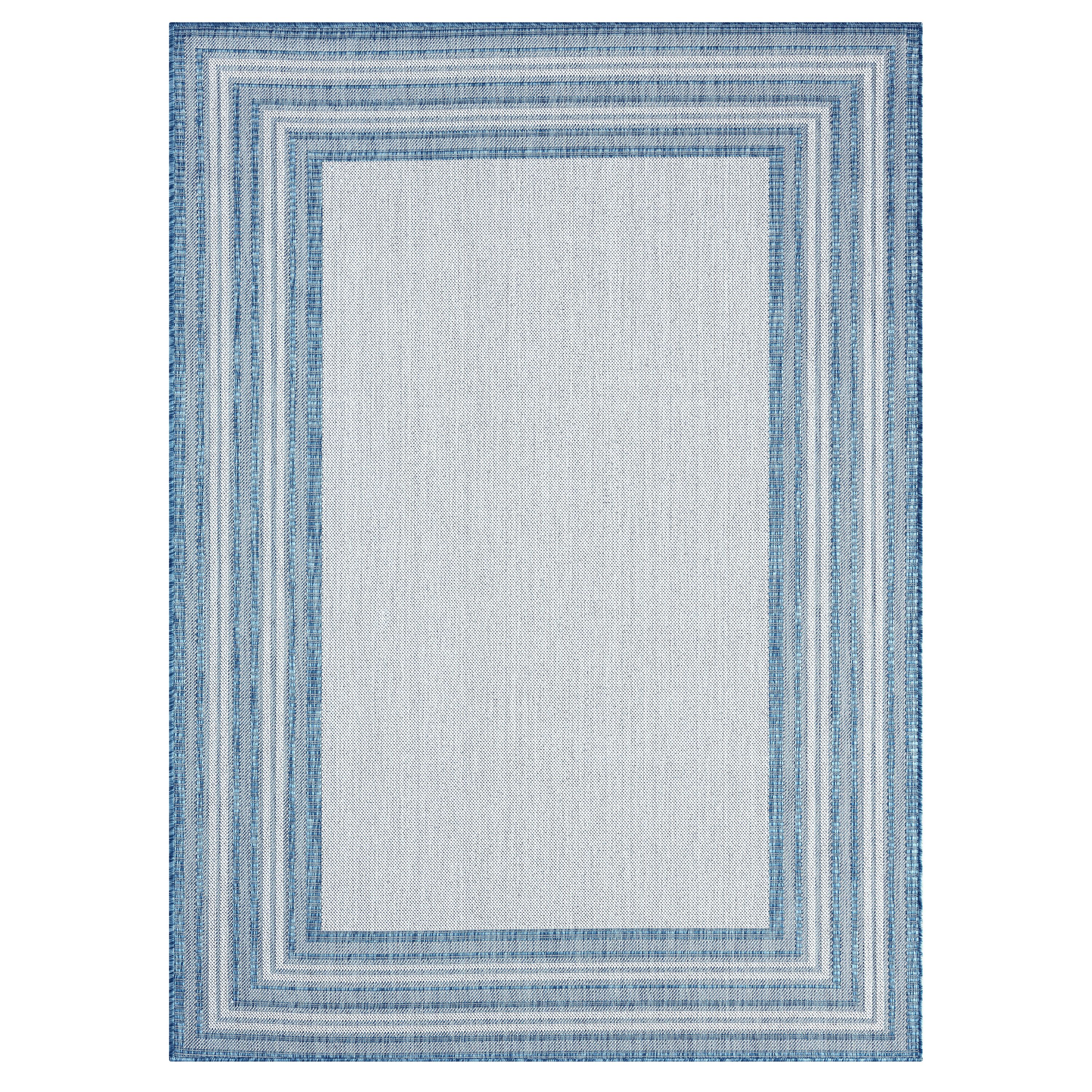 Nicole Miller 2-2768-613 5 x 7 (ft) Loomed Polypropylene Blue Rectangular Indoor/Outdoor Border Area rug
