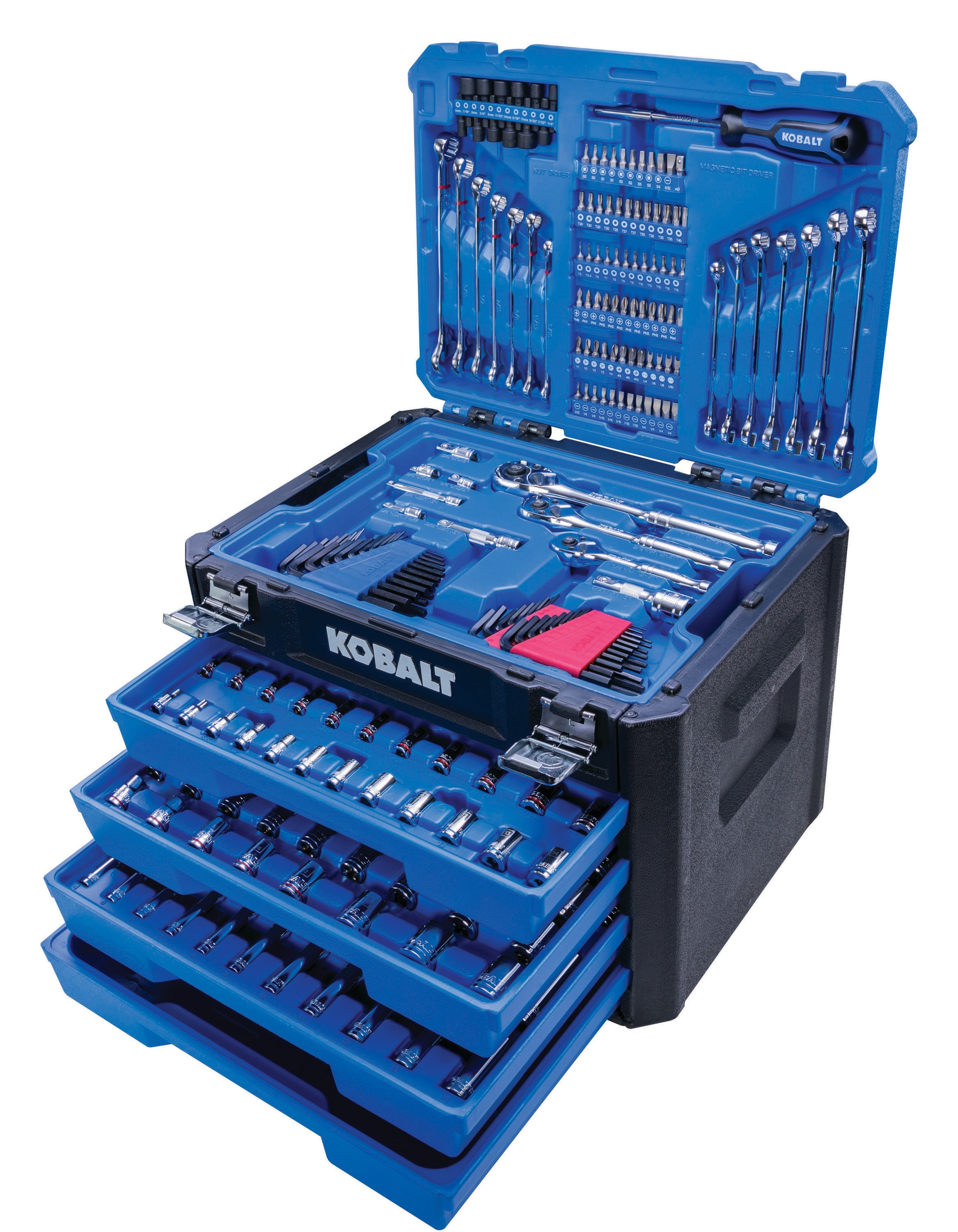 3 Drawer Tool Box with Tool Set - 439 Pieces, Heavy Duty Metal Box